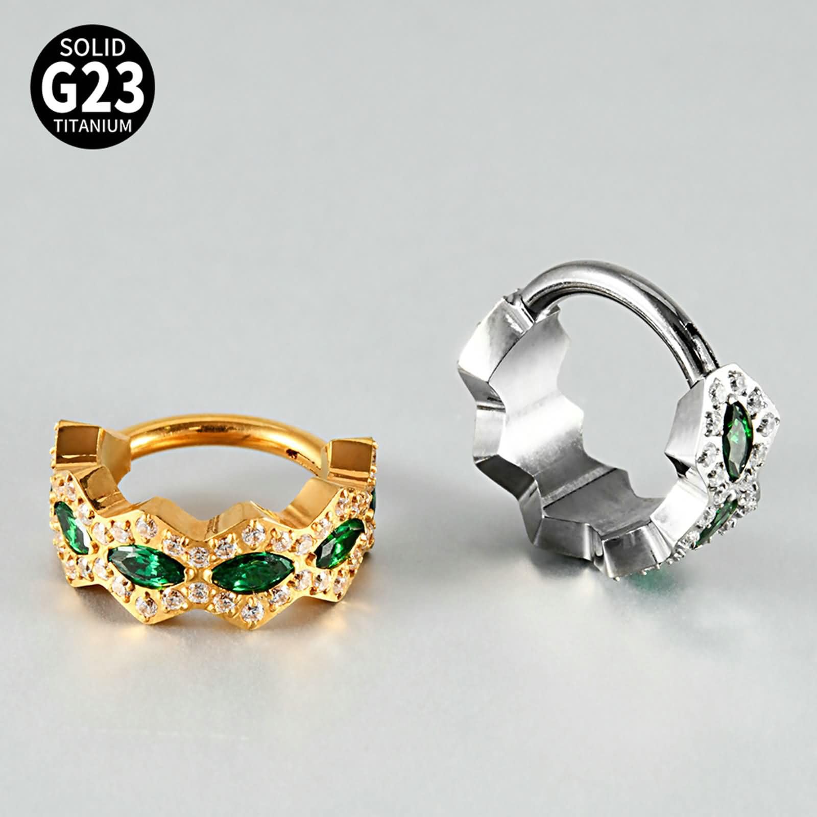 2 Stück Nasenflügelring 16G G23 Titan 1,2x8mm, Hoop mit Blumenrändern, Gold Nasenpiercing Damen