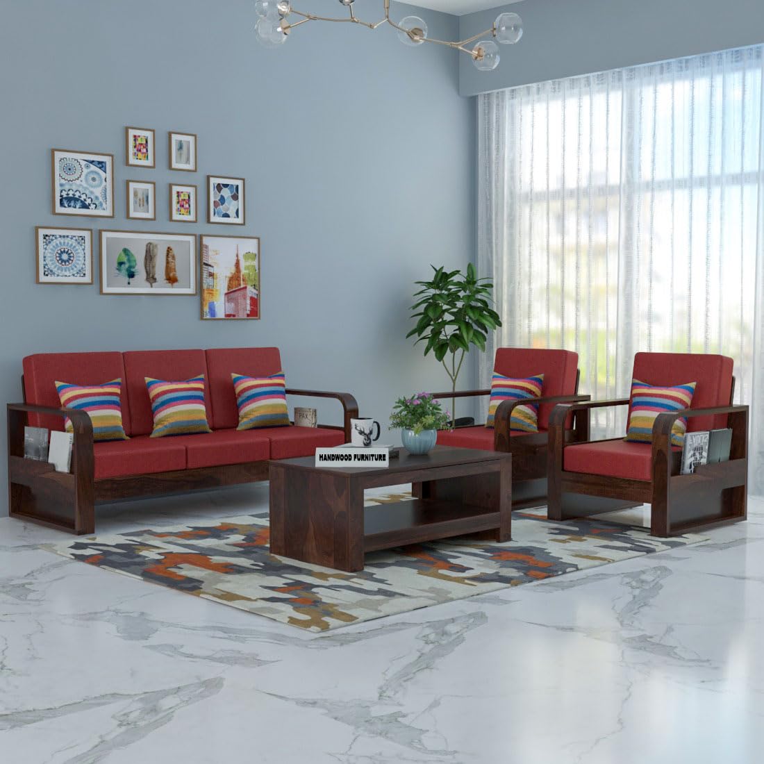 See full amazon price history chart for HANDWOOD FURNITURE Solid Wood 5 Seater Wooden Sofa Set for Living Room Furniture | 3+1+1 Fabric Sofa Set with Center Table | Sofa for Home & Office Furniture | Walnut Finish with Red Cushions HANDWOOD FURNITURE Solid Wood 5 Seater Wooden Sofa Set for Living Room Furniture | 3+1+1 Fabric Sofa Set with Center Table | Sofa for Home & Office Furniture | Walnut Finish with Red Cushions (B0CCLDLND7) Amazon Price History, Amazon Price Tracker