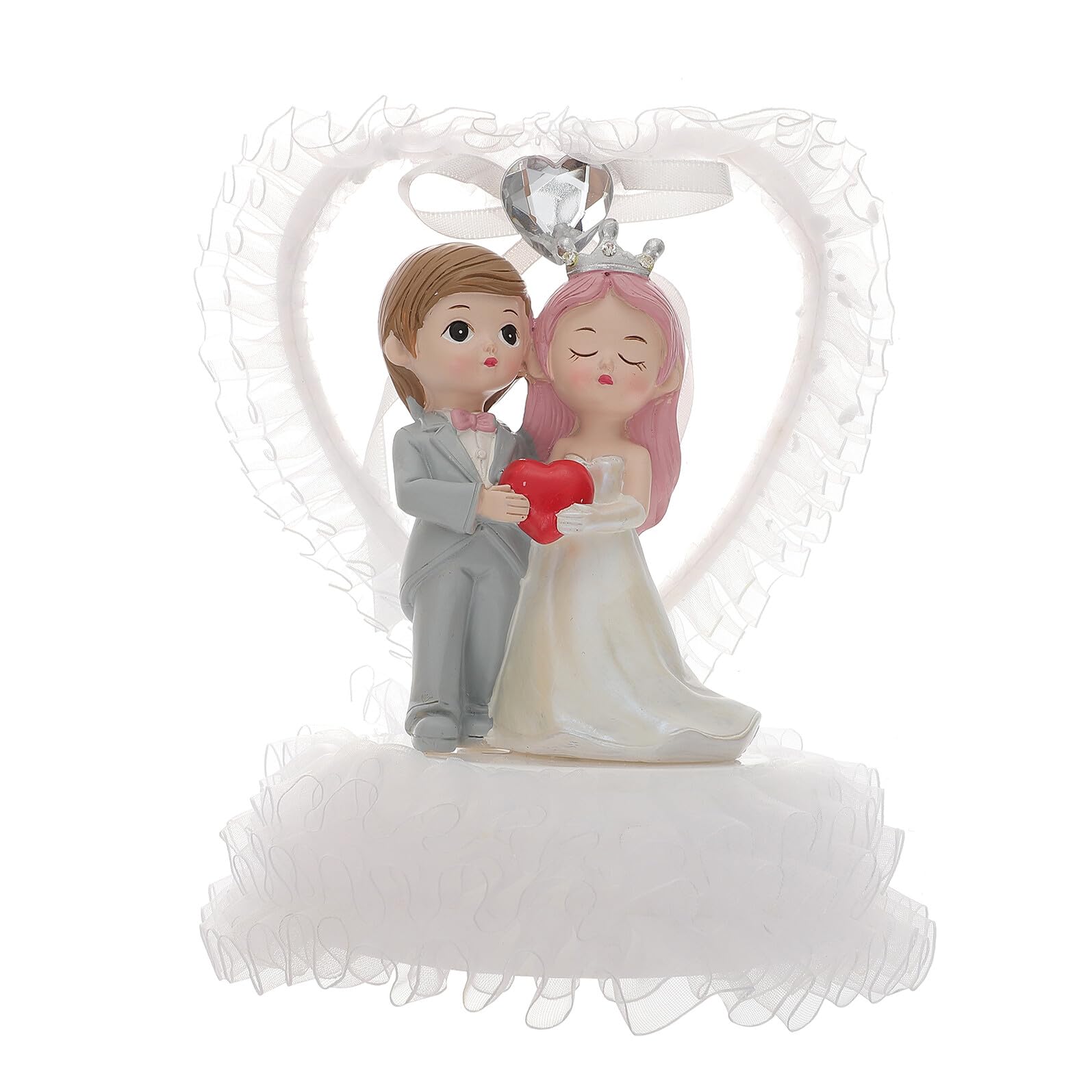 Brautpaar Figur für Hochzeitstorte, Mehrlagig, aus Kunststoff, Weiß | Romantischer Stil, Tragbar und Leicht zu Reinigen, für Jubiläen und Studium