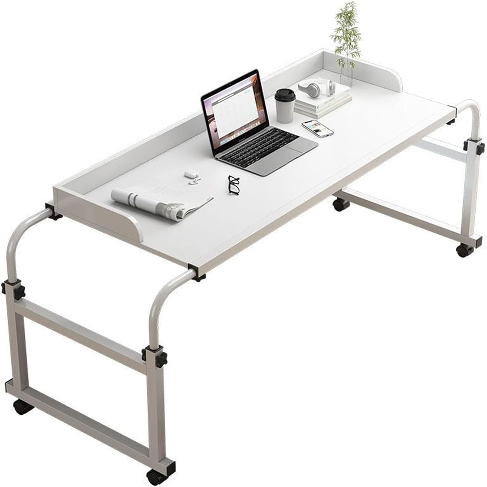 Table de lit réglable à roulettes pour ordinateur portable