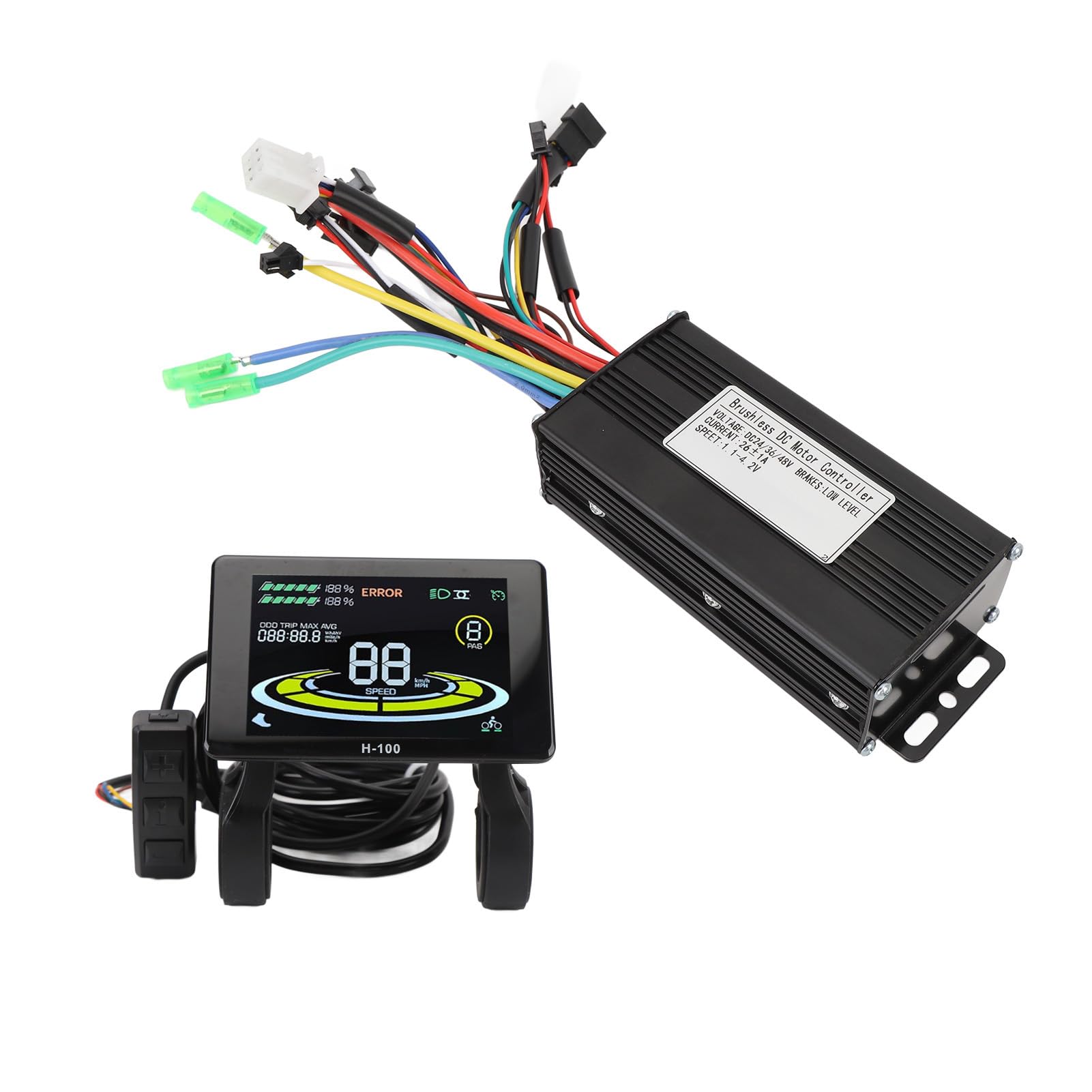 BuyWeek Kit Controller Brushless Onda Sinusoidale, 26A 36V 48V 500W 750W 3 modalità con Pannello LCD H-100 per Bici Elettrica