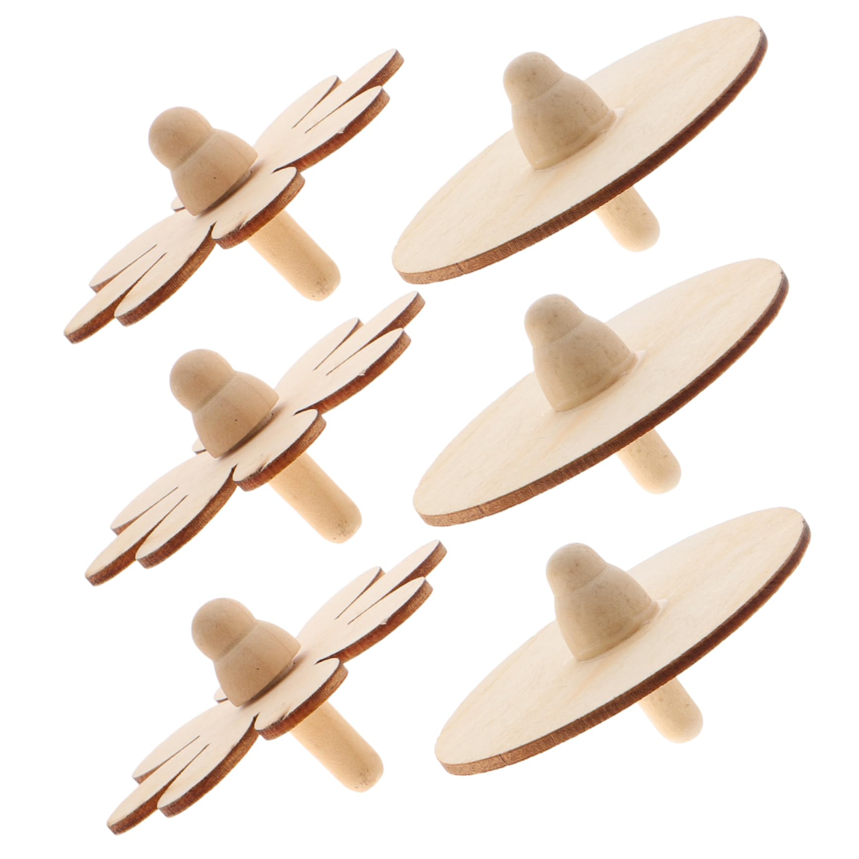 FELTECHELECTR Educational Wooden Gyroscopes Toy 6pcs Unpainted Handmade Spinning Tops Boys and Girls' Creative Play DIY Painting Kits