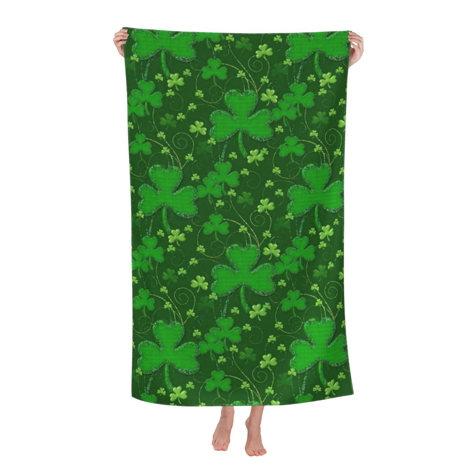 NImongt Background St Patrick'S Day Glitter Print Oversized Adult Beach Towel For Travel Weekend Getaways Festivals Camping Trips