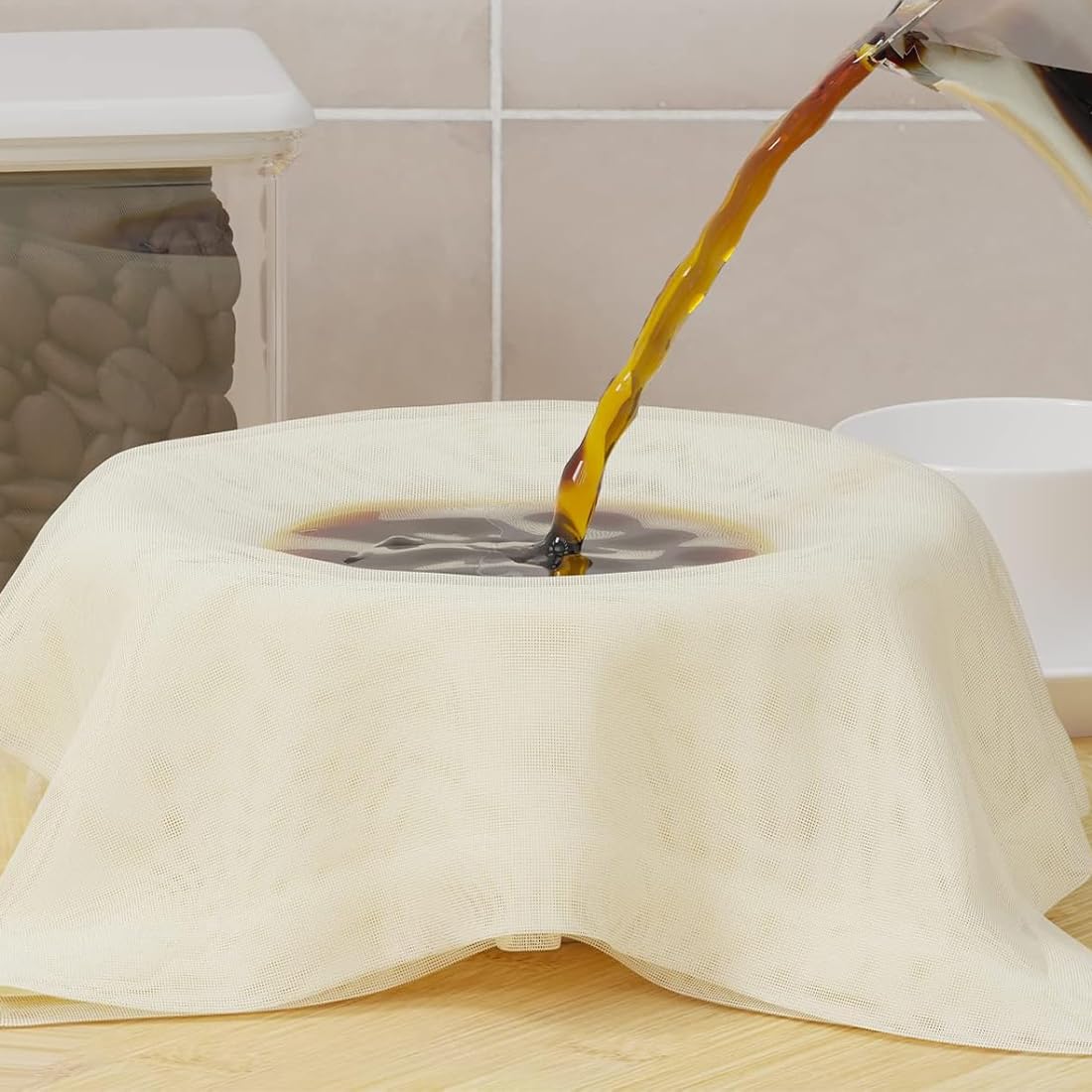 4 Stück Passiertuch,50x50cm Feingewebt Dichtegrad 100 Mulltuch,Käsetuch Waschbares Mulltuch, Ungebleichte Reine Baumwolle Seihtuch,Wiederverwendbar Filtertuch für Käse Beeren Obstsaft