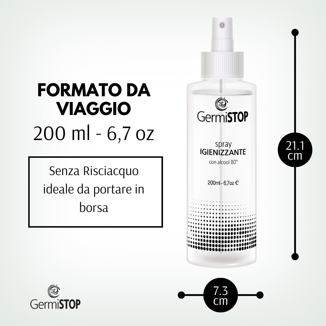 Désinfectant mains 10 x 200 ml avec alcool 80 % et glycérine, spray désinfectant pour surfaces avec formule potentialisée