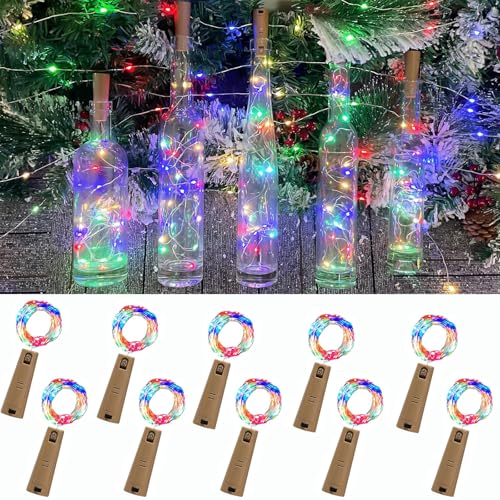 YUYWWAN 10 Stück Flaschenlichterkette Korken 2M 20LED Korken...