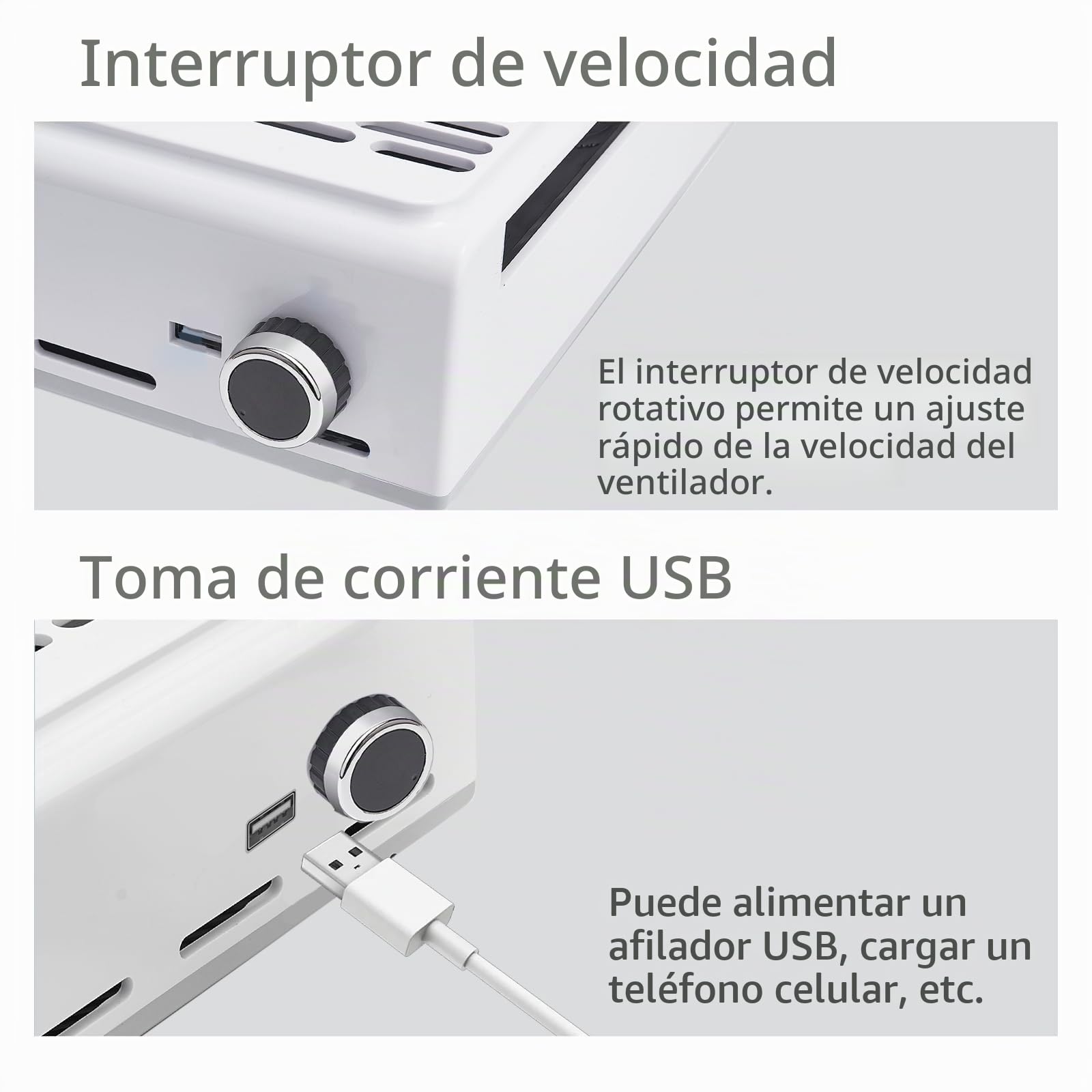 100W Aspirador de uñas Profesional Acrilico para uñas, Con Filtro Aspirador UñAs, aspiradora de uñas de velocidad ajustable,Para Salones De Manicura, Manicura, Grabado, Pulido (Blanco 2)