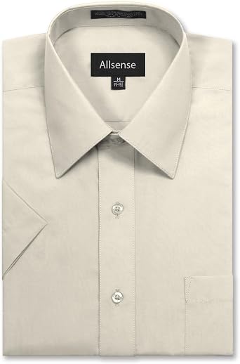 Allsense Mens Regular-Fit Short-Sleeve Dress Shirt