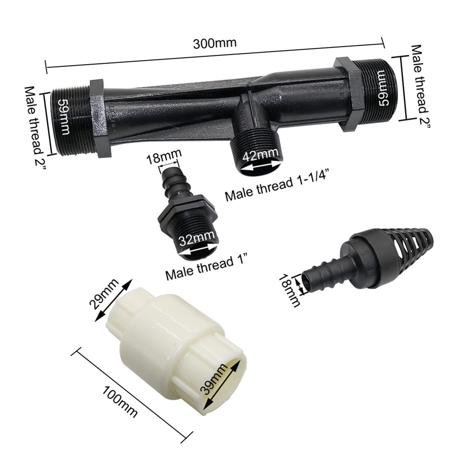 Aspersor para césped, Inyector de fertilizante POM Venturi | Riego de césped for jardín y patio de 2 pulgadas: inyector de fertilizante Venturi