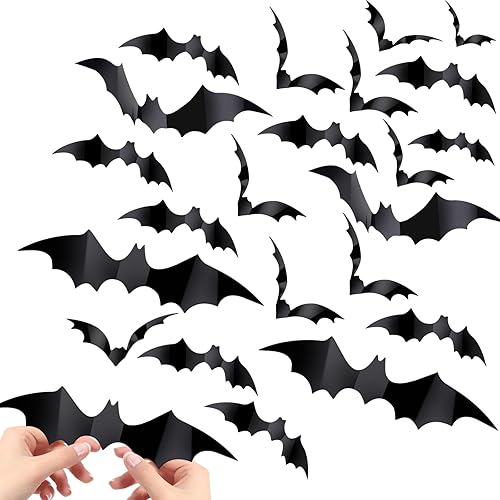 60PCS Bat Decor, Halloween Room Decor, 4 Different Sizes Realistic