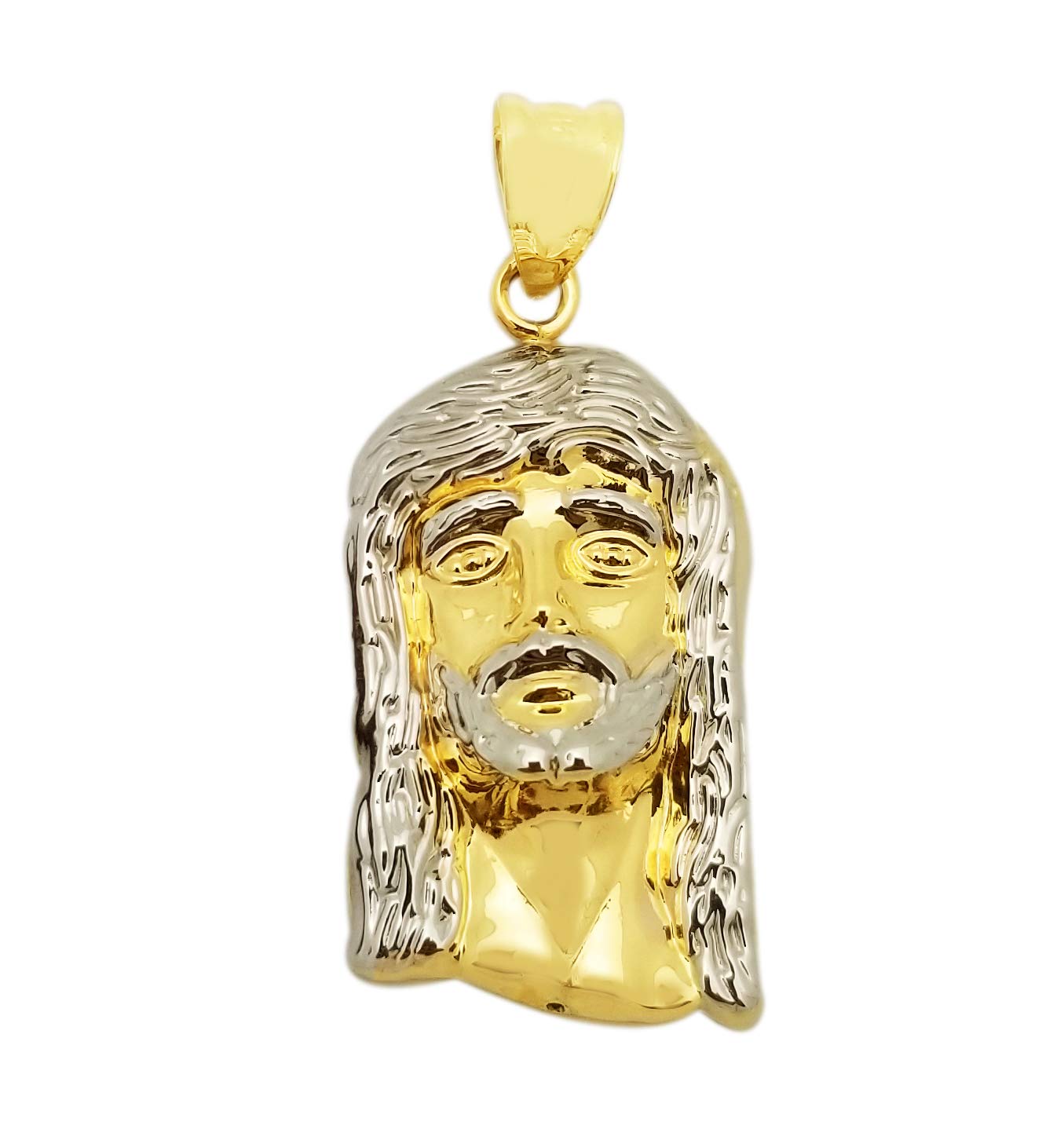 AMZ Jewelry 10k Yellow Gold Jesus Pendant for Necklace Jesus Face Charm 1.5 inch