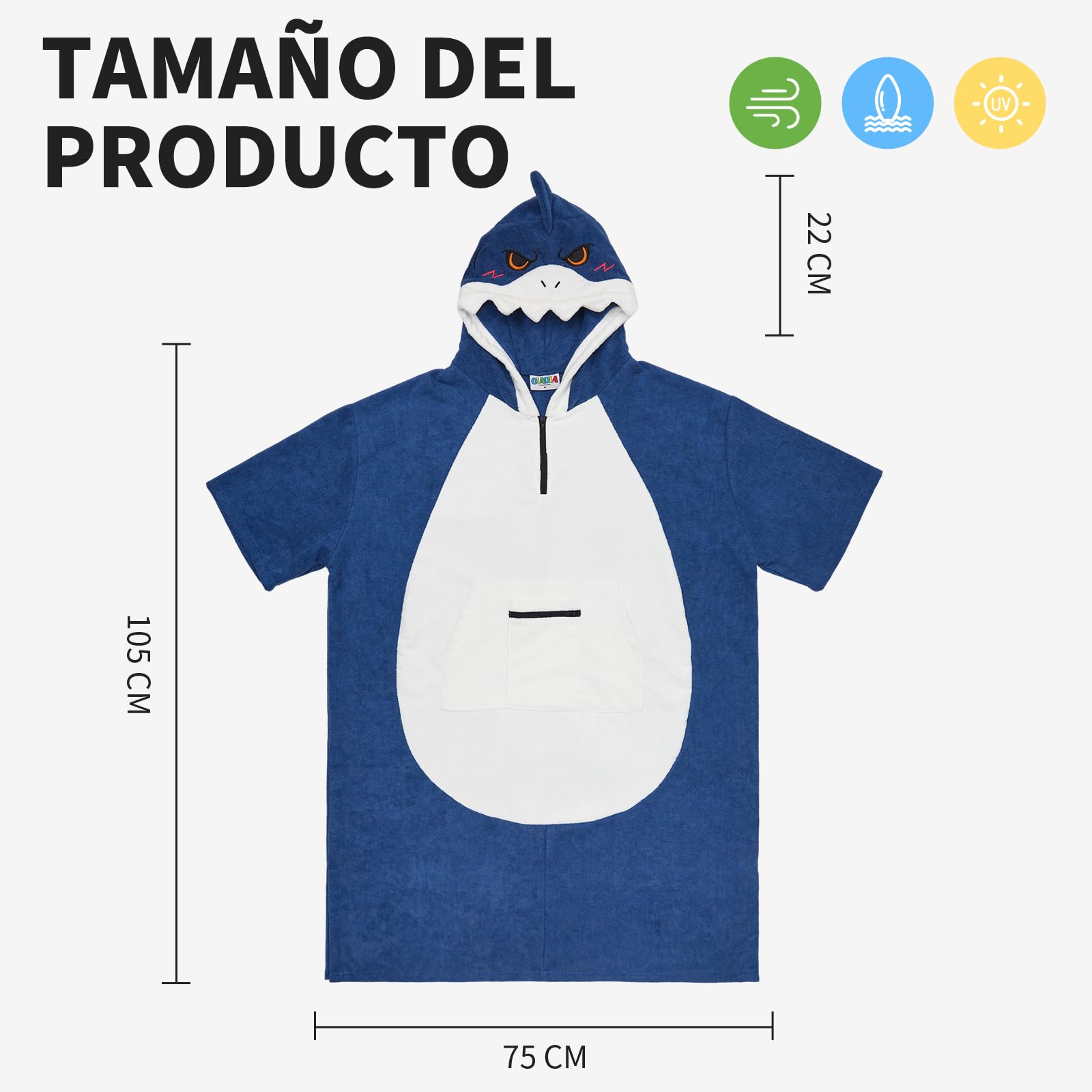 OLAOLA Poncho de Surf Adultos Toalla Microfibra Capucha Bolsillo Secado Rápido Playa Natación