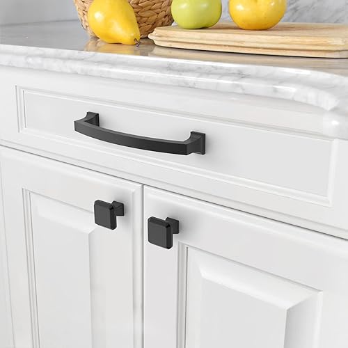 Miniatura 3 de Amerdeco ZH0002 - Paquete de 10 pomos de gabinete de cocina color negro mate, herrajes para gabinetes, tiradores de gabinete de un solo agujero,