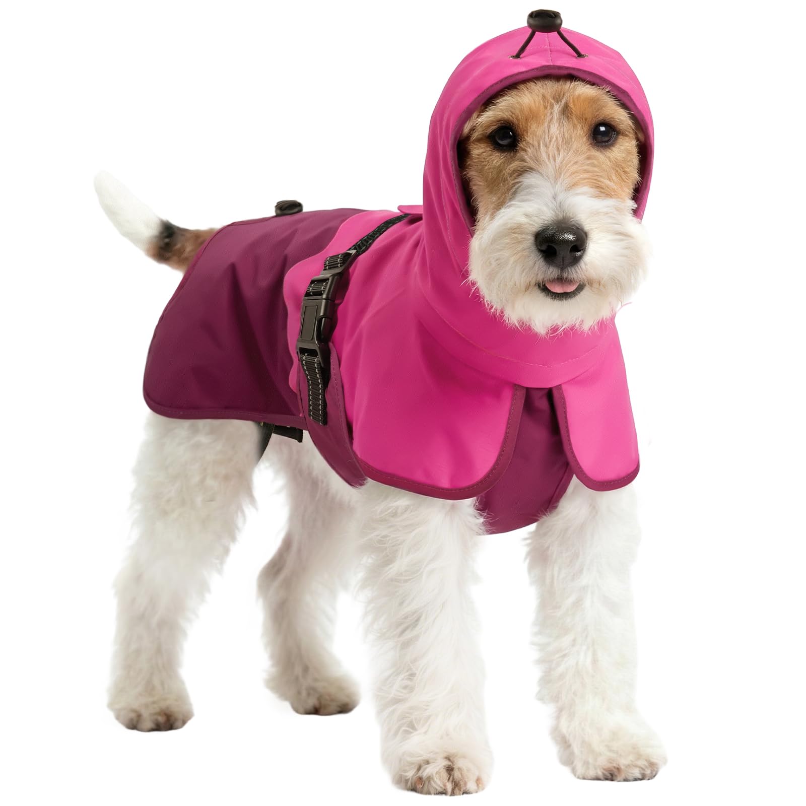 OUOBOB Dog Raincoat Waterproof Reflective for Small Dogs Magenta S — image 1
