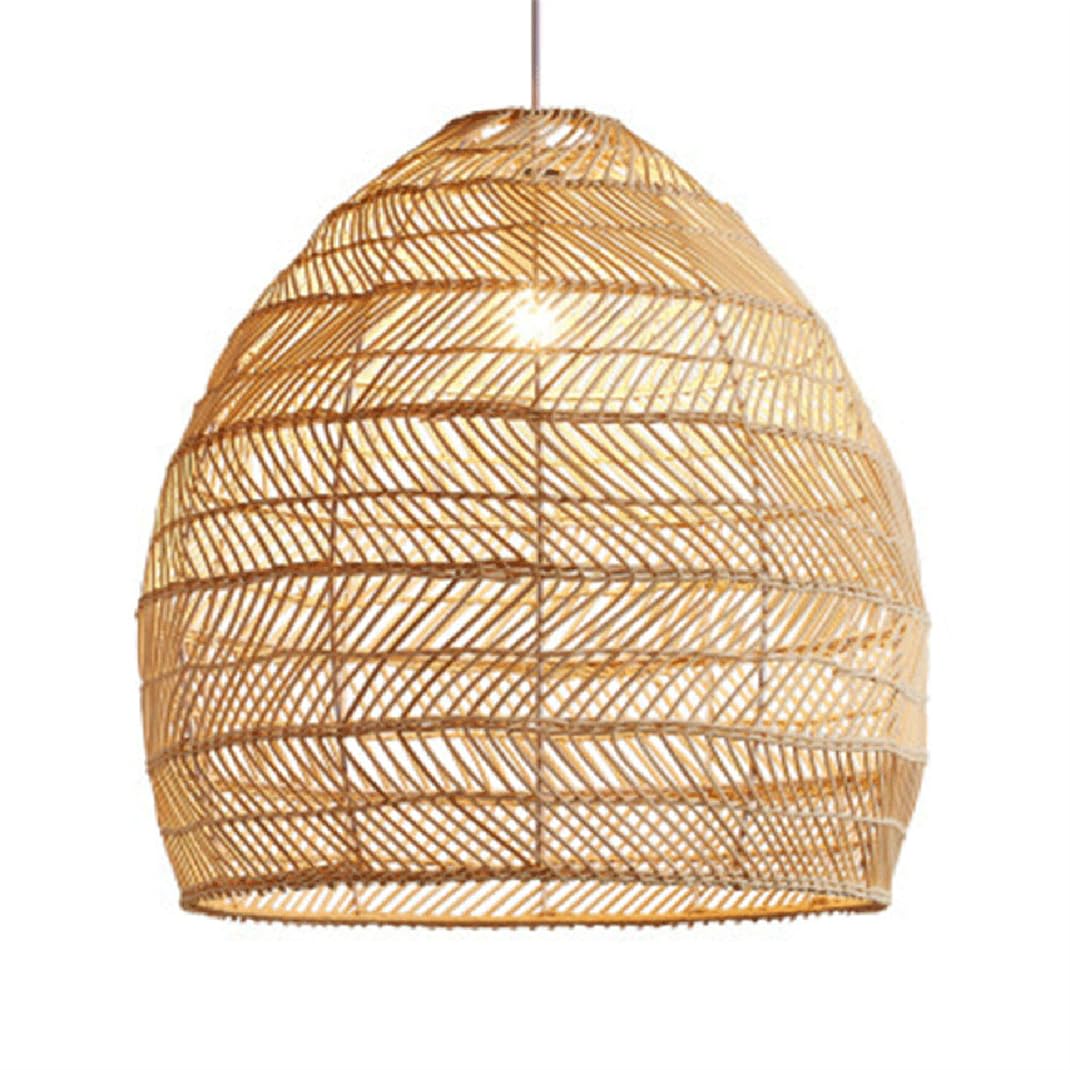 LYMSXAZOU Modern Boho Hanging Light Ceiling Chandelier Rattan Basket Woven Lampshade Handwoven Wicker Cage Pendant Lamp Rural Decorative For Kitchen Entryway Cafe,Height Adjustable