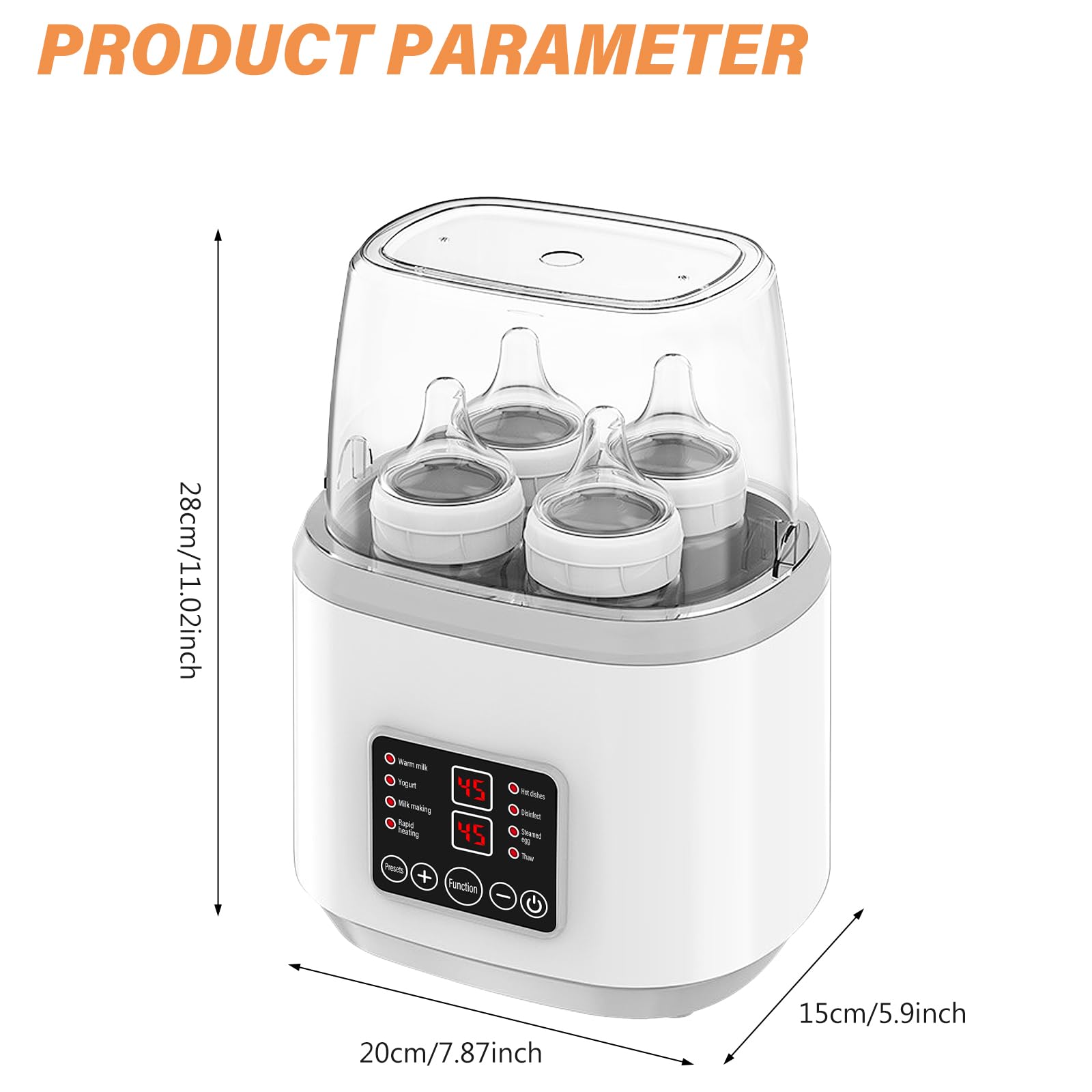 Flaschenwärmer Baby, Hält die Wärme 24H, Sterilisator für Babyflaschen, Babyflaschen 8-in-1, Modular für bis zu 4 Babyflaschen, Baby Flaschenwärmer für Muttermilch, Flaschen Sterilisator Baby