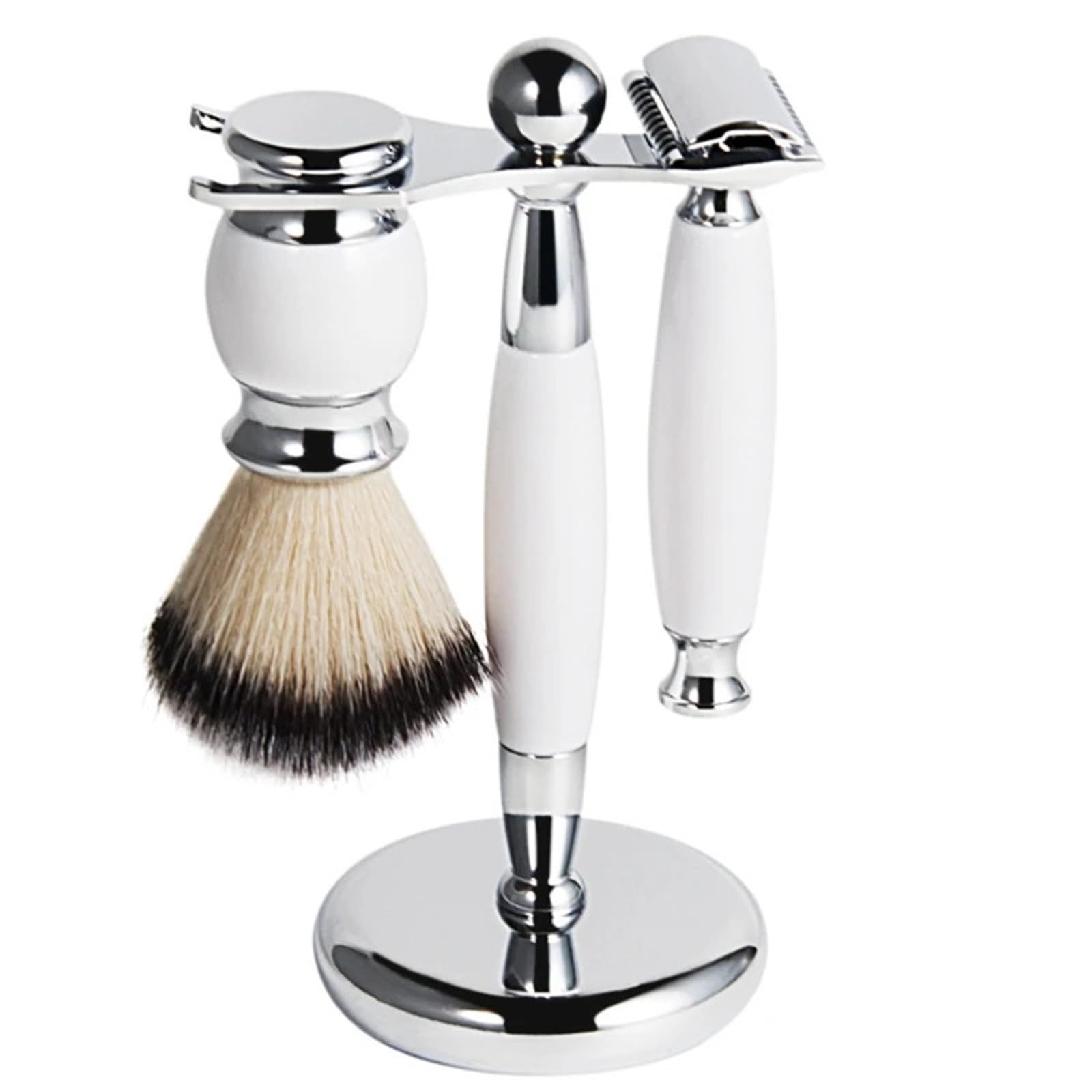 Männer Luxus Manuelle Rasiermesser Bart Reinigung Pinsel Metall Rasierer for Stand Halter Haar Trimmer Pflege Werkzeug(White)