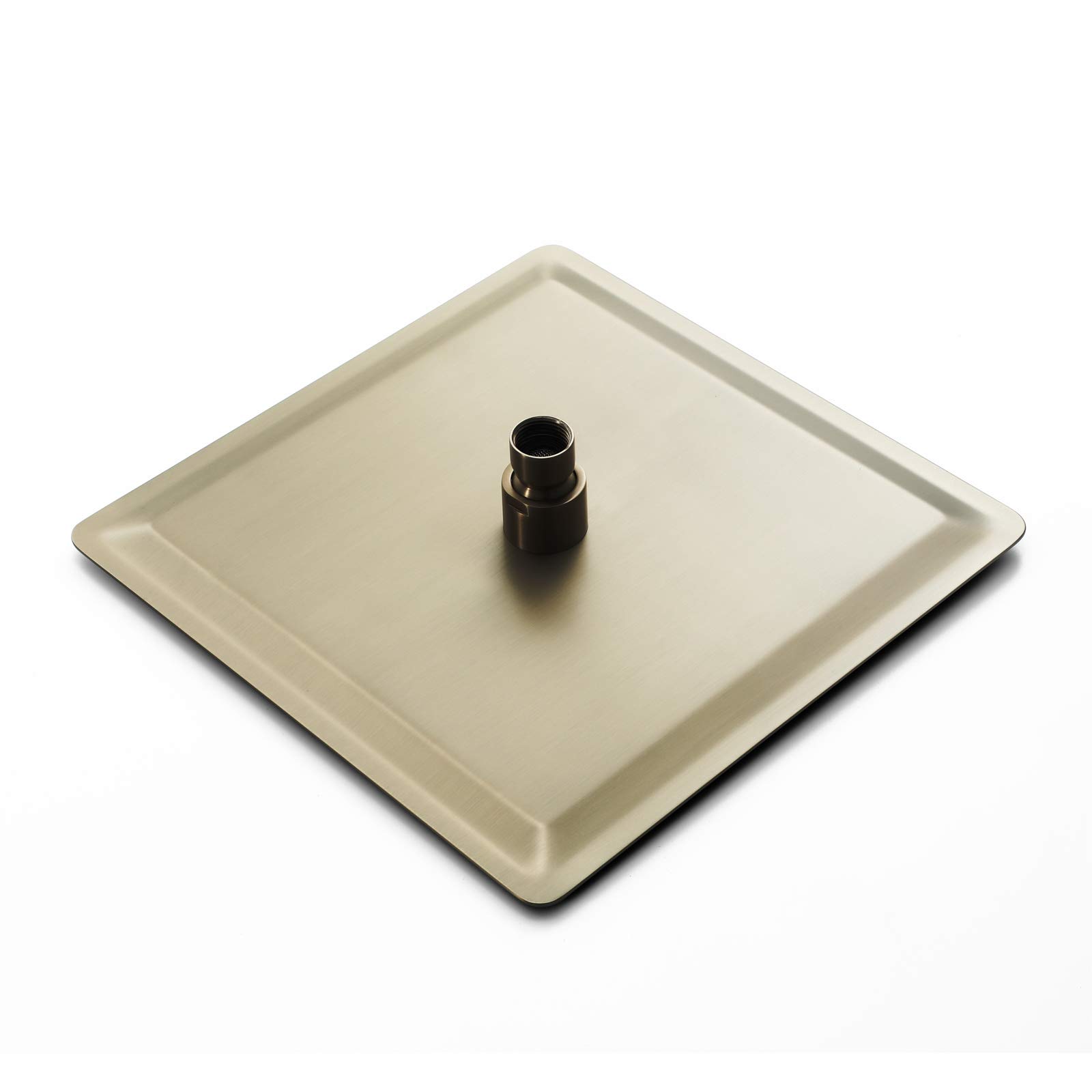 Alcachofa de Ducha, 10 Pulgadas Cuadrado Alcachofas Fijas para Ducha de Alta Presión 304 Acero Inoxidable Oro Cepillado Ultra Delgado Rociador Ducha Efecto Lluvia