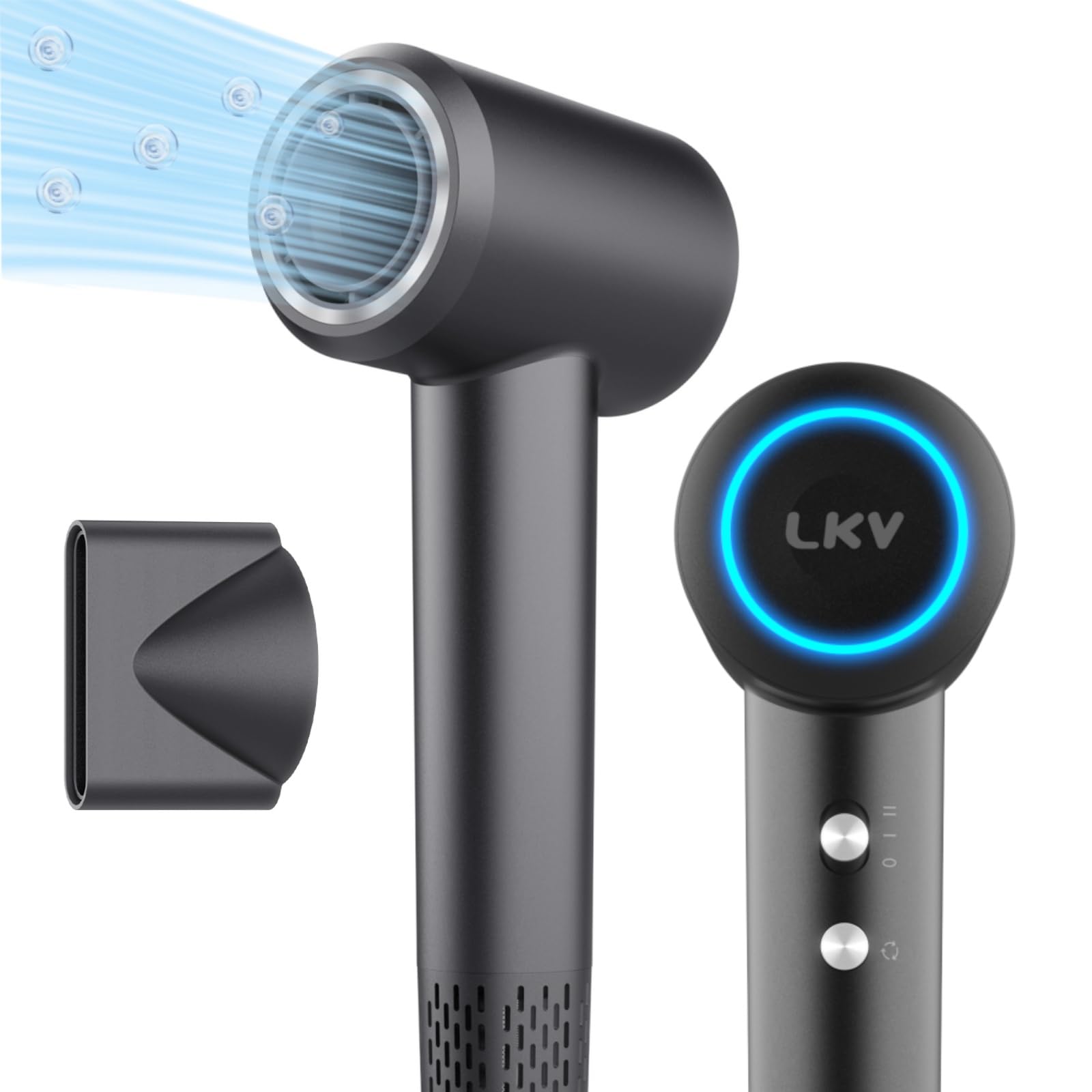 LKV Asciugacapelli Ionico Phone per Capelli Professionale ioni 1500W AC motore professionale,Leggero e Potente,3 livelli di riscaldamento e 2 di ventola, Fono Capelli Ionico portatile