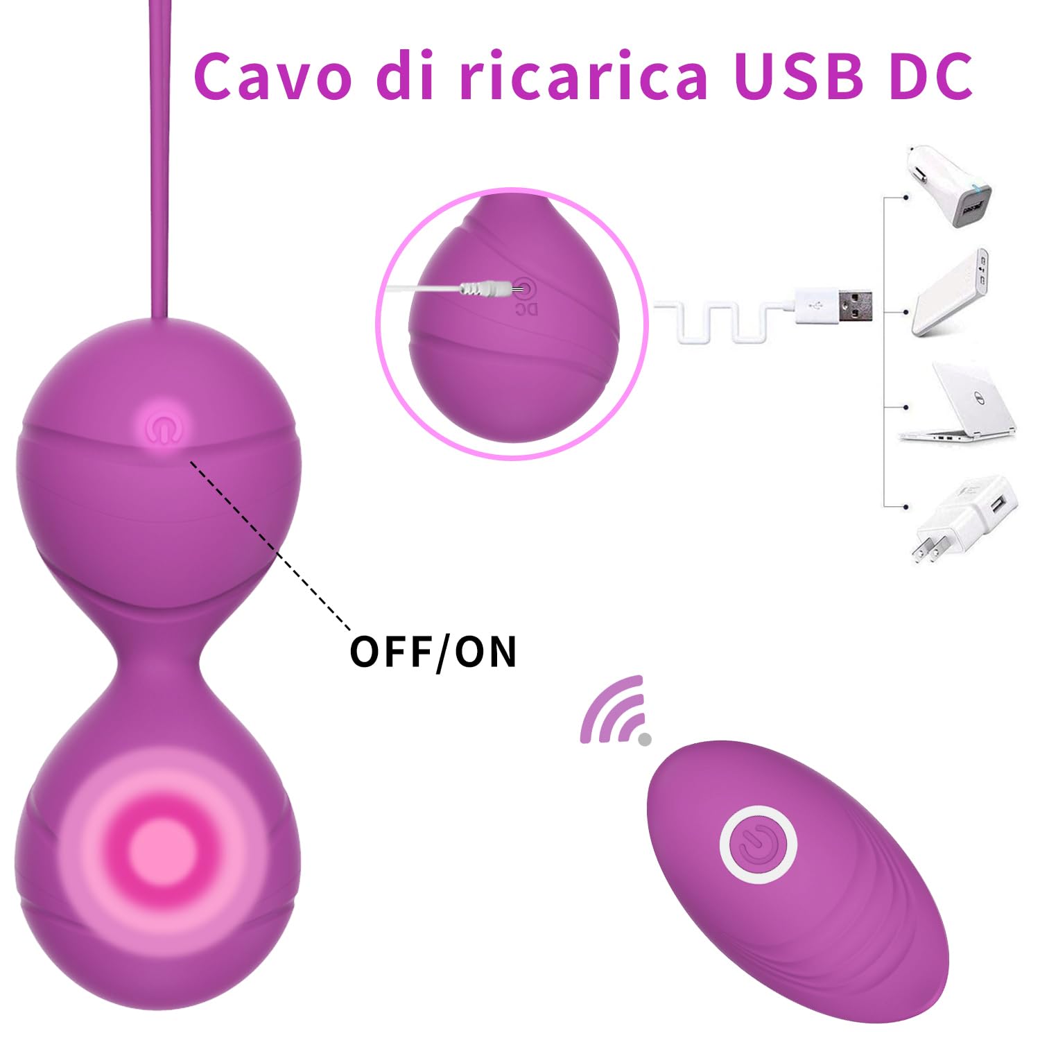 Ovetto Vibrante Con Telecomando 10 Modalità, Vibratore Sex Toys 3 IN 1, Controllo Della Vescica ed Esercizi Per il Pavimento Pelvico, Vibratoreper Donna Wireless, Kegel Palline Vibranti, Impermeabile