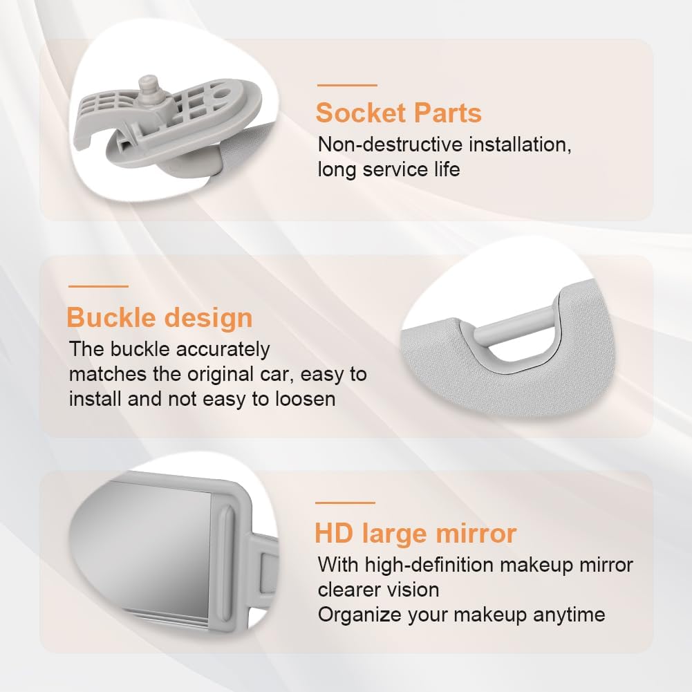 JDMON Sun Visor Pair Left Driver and Right Passenger Side Compatible with Hyundai Elantra 2016-2019 Replaces 85210-F0100TTX 85210F0100TTX 85220-F0100TTX 85220F0100TTX (Gray)