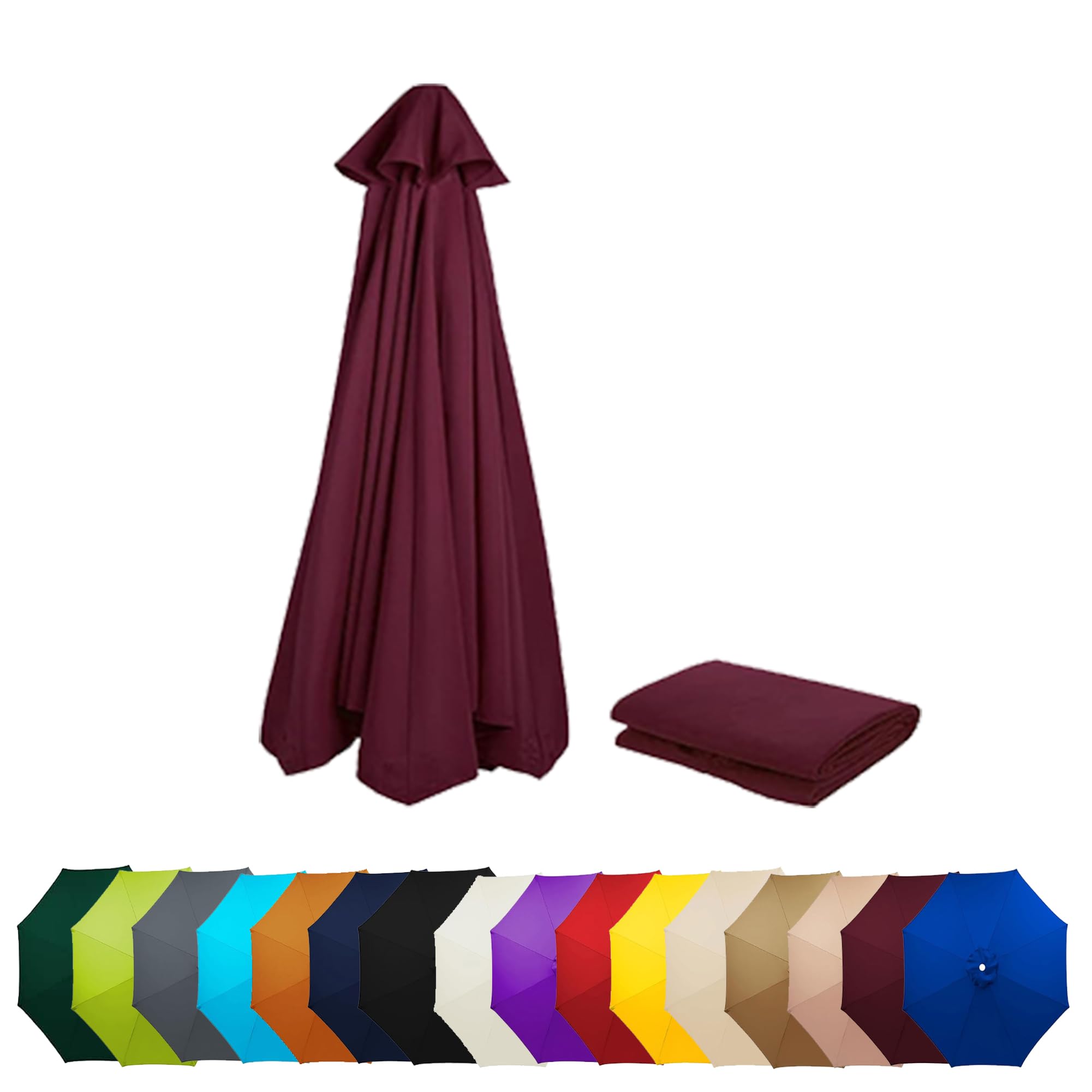 Replacement Parasol Canopy 6/8 Arms Garden Parasol Sunshade Covers Outdoor 1.5m/2m/2.3m/2.5m/2.7m/3m/3.5m/4m Replacement Umbrella Top Fabric Cover Only, Diameter Large Patio Umbrella Weatherproof