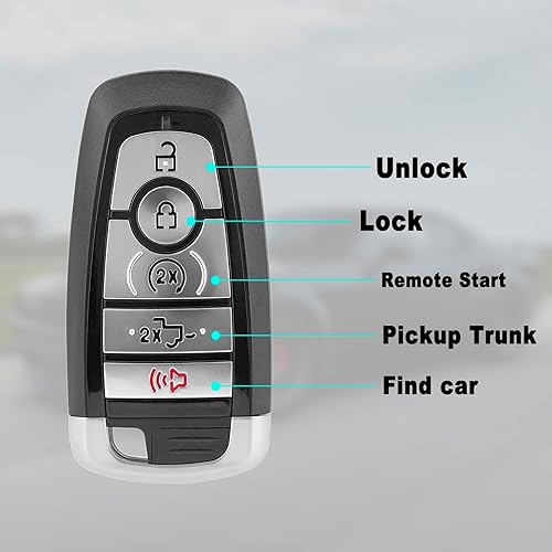 Miniatura 2 de Llavero de repuesto compatible con control remoto de proximidad para Ford F150 F250 F350 F450 2017 2018 2019 2020 2021 2022 Bronco 5 botones