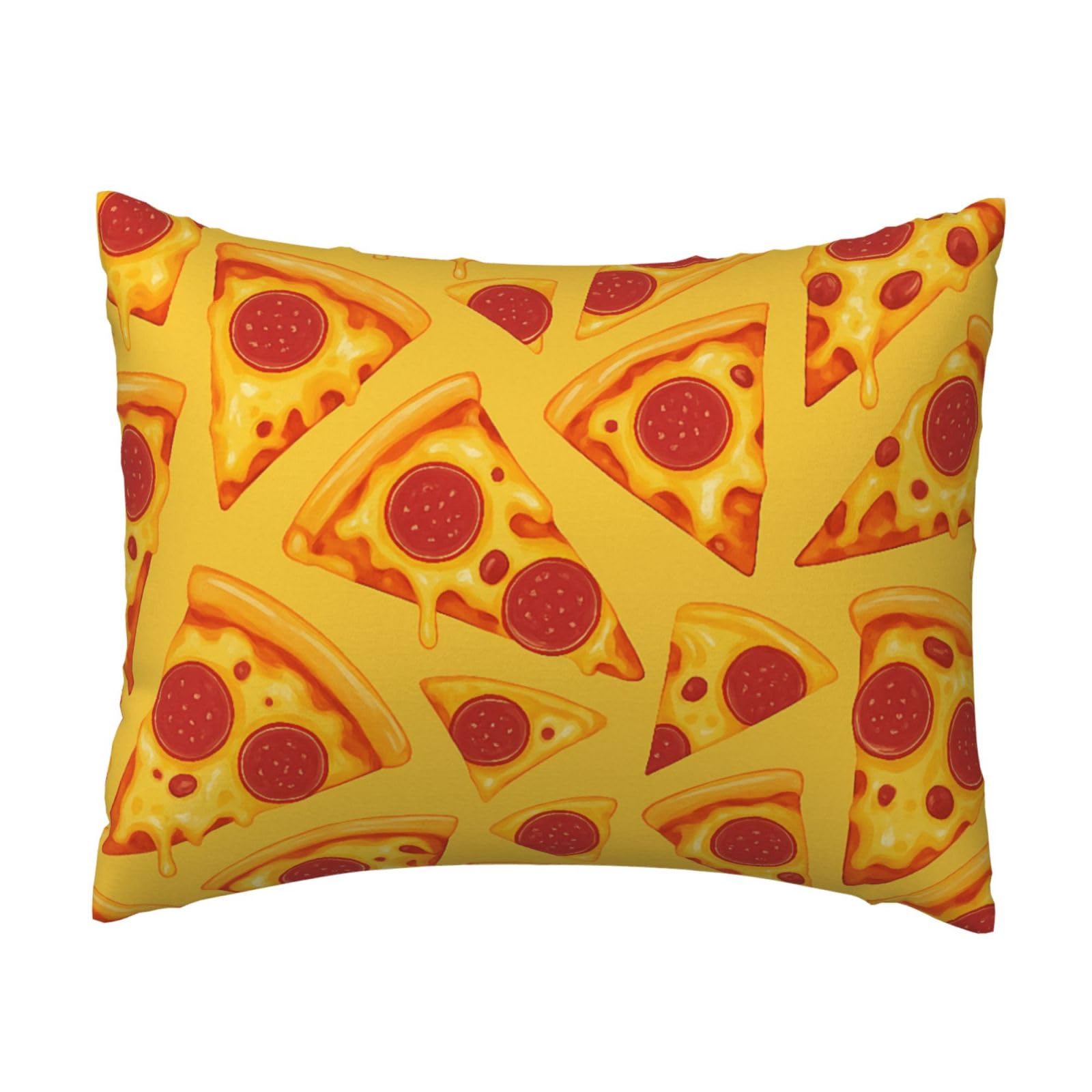 Tasty Cheese and Ham Pizza Pillowcase Soft Plush with Zipper Decorative Pillowcovers 16x20 in