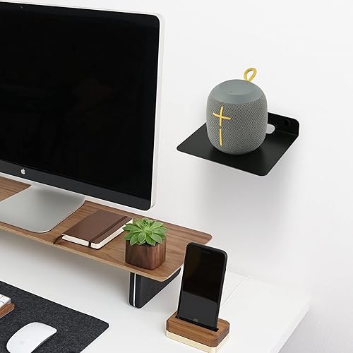 Miniatura 6 de TXEsign Soporte de altavoz pequeño para estante flotante, estante de pared pequeño de 6 pulgadas, soporte de altavoz de metal para cámara web de