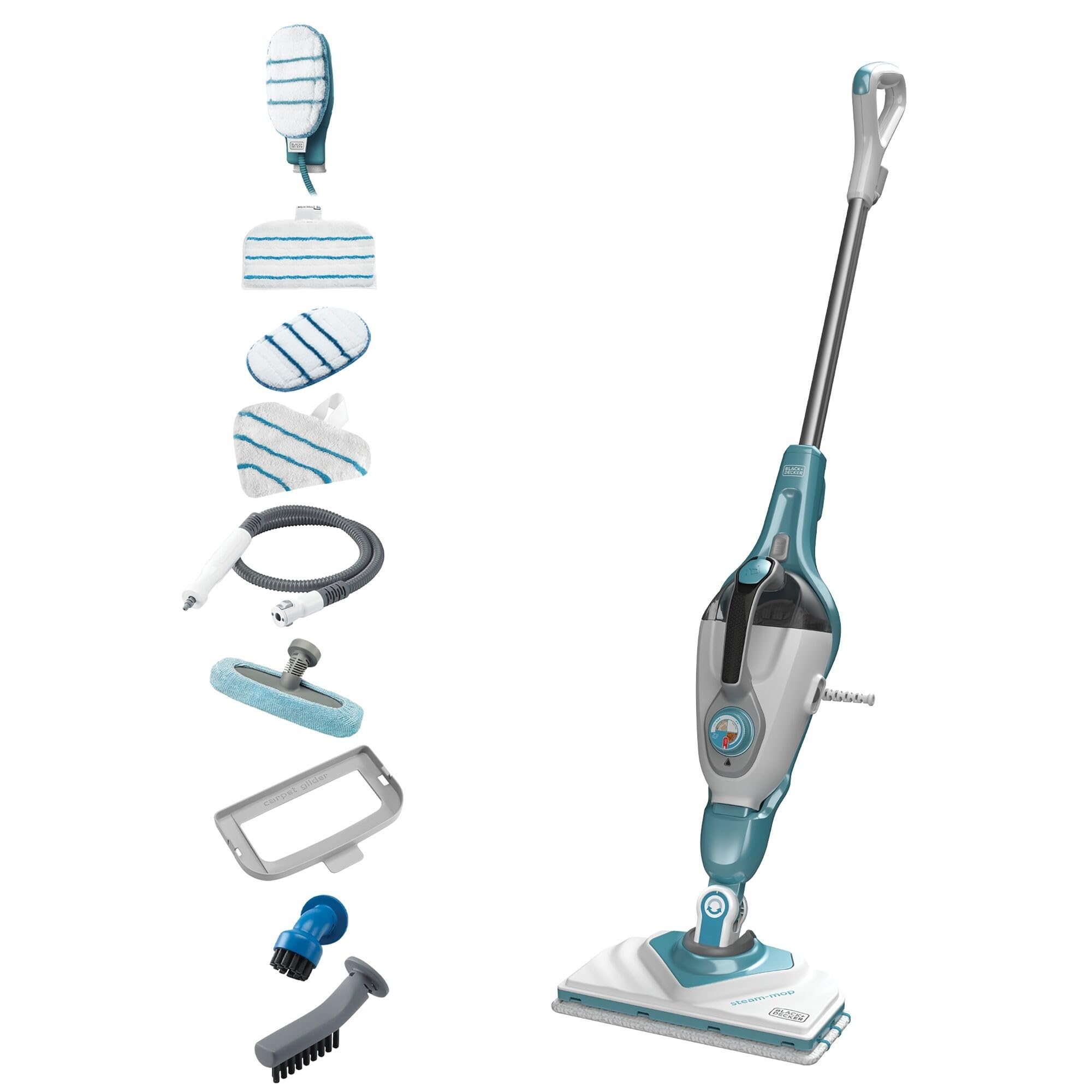 BLACK+DECKER Vadrouille à vapeur 2-en-1 avec gant de nettoyage à main SteaMitt et 11 accessoires, BHSM166DSM-QS