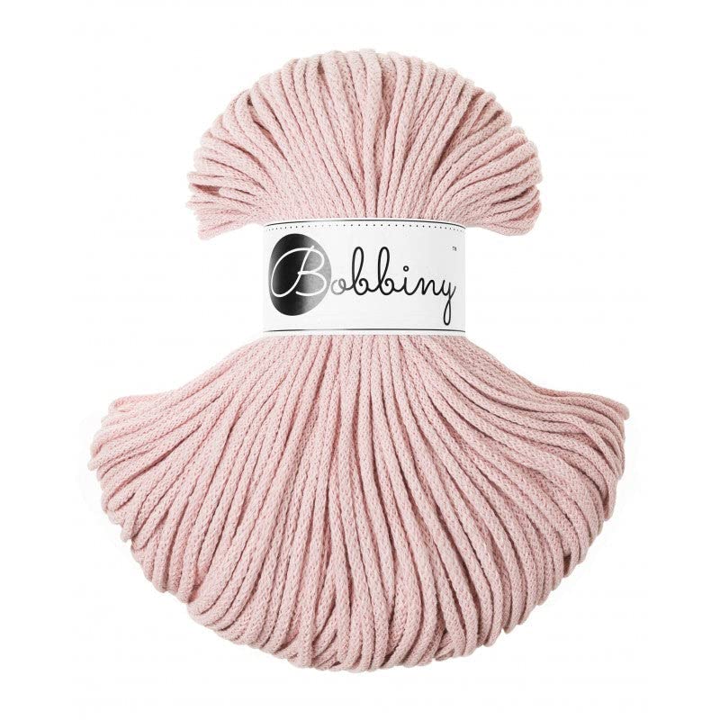 Bobbiny Junior 3mm Braided Macrame Cord (Pastel Pink) 100m — image 1