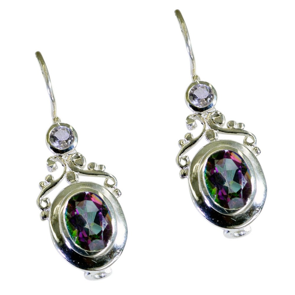 Mystic Quarz Ohrring für Frauen & Mädchen Sterling Silber Oval Cut viktorianischen handgefertigt Schmuck Chakra Heilung