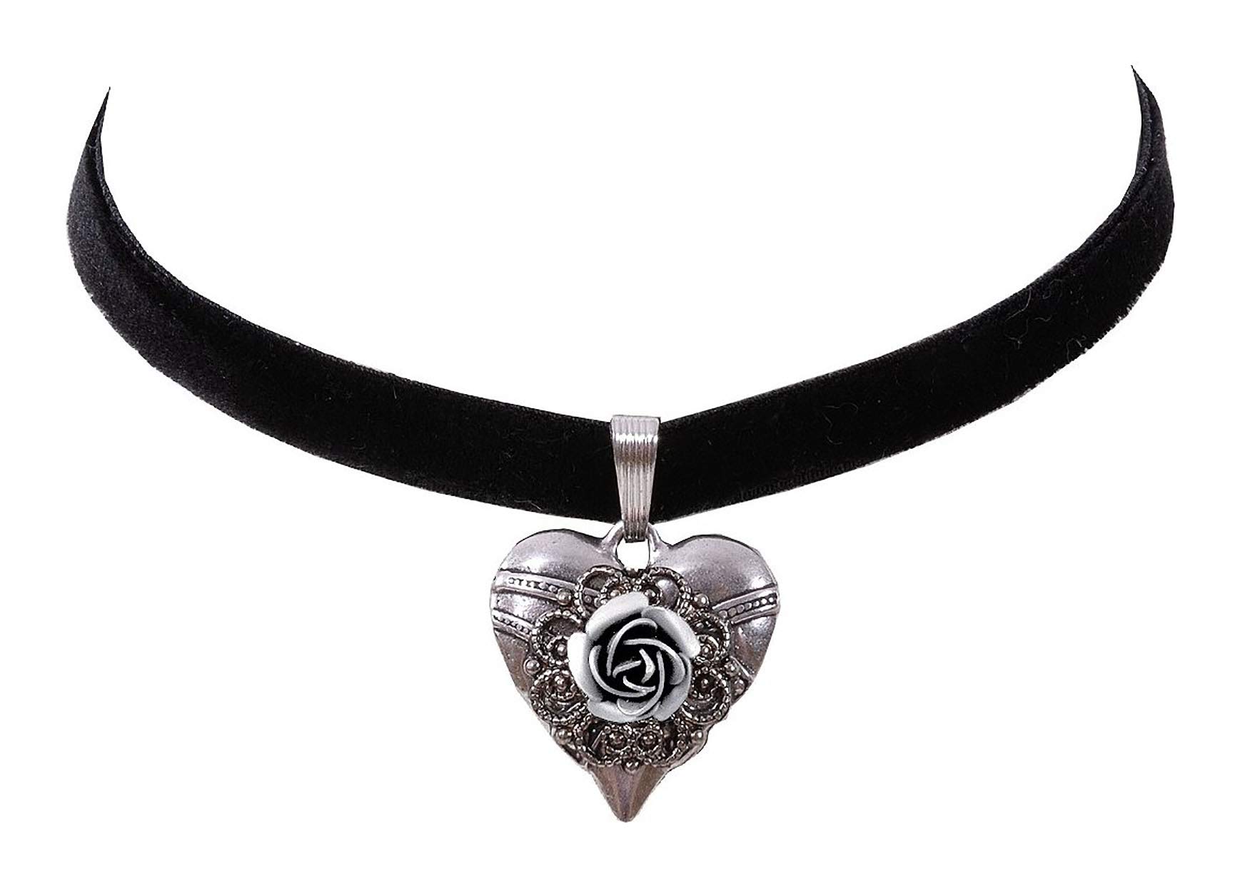 Trachtenschmuck Dirndlschmuck Damen Samtkropfband Tracht Kropfkette Kropfband Dirndlkette Schwarz