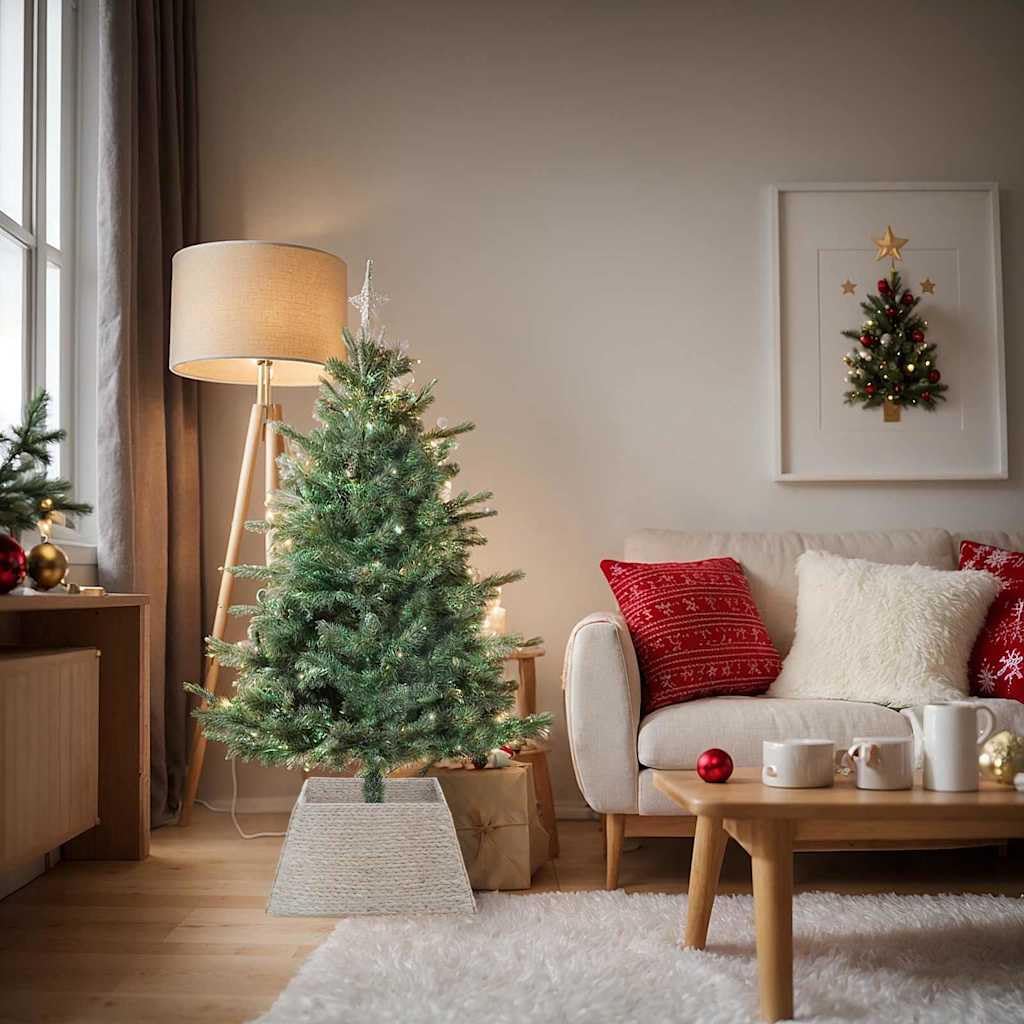 Quadratischer Weihnachtsbaumkragen Weiß 60x60x28 cm aus Wasserhyazinthe