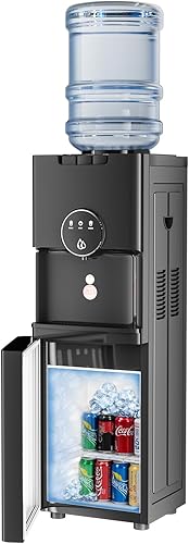 TABU Enfriador de agua de carga superior con enfriador de bebidas 20CAN, dispensador de agua caliente y fría, para botella de 3 o 5 galones, con