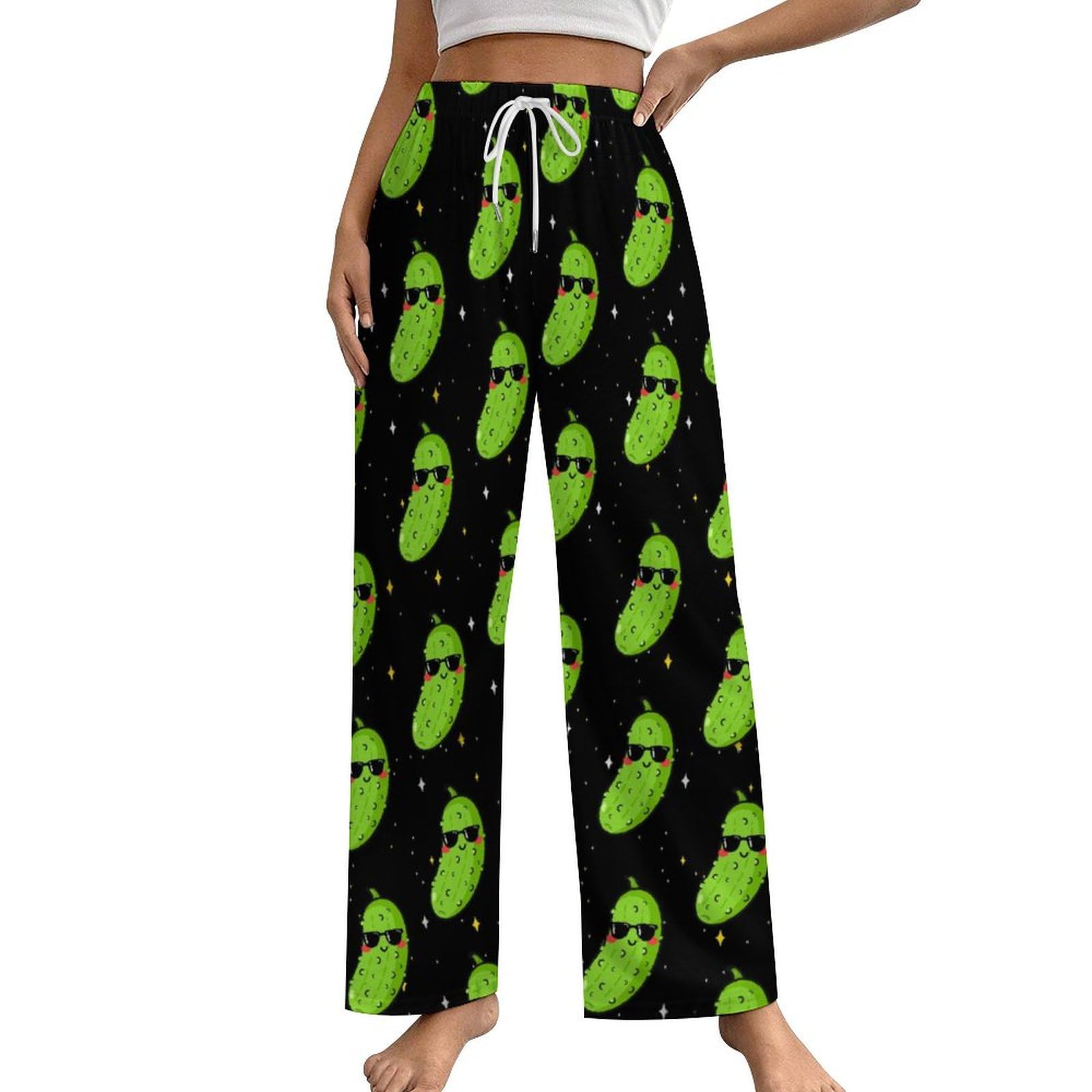 Funny Pickle Women's Wide Leg Pajama Pants Comfy Casual Lounge Pajama Bottoms Drawstring Sweatpants with Pockets S-5XL