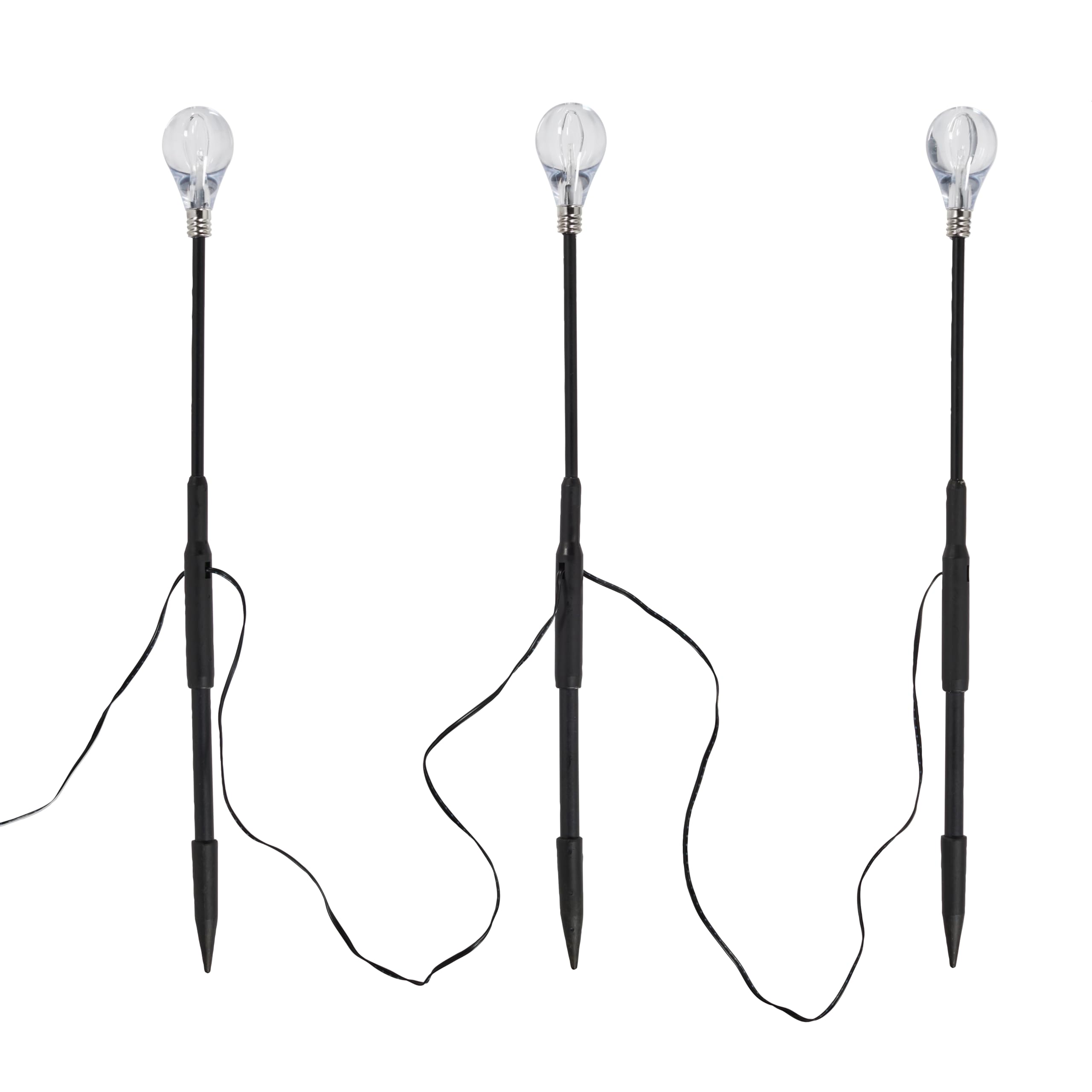 Lights4fun Set of 3 Solar Powered Mini Festoon LED Garden Pathway Decorative Stake Lights Outdoor IP44 Rated - Image 2
