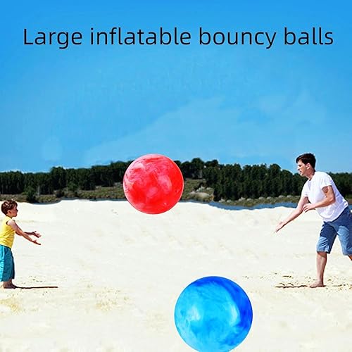 Miniatura 6 de GCQJOQ 2 bolas inflables de goma de 18 pulgadas para niños, pelotas inflables de goma sensoriales para playa, mascotas, interiores y exteriores,