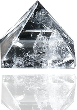 Natural Clear Quartz Crystal Pyramid - Hand-Polished Clear Stone for Home Office Decor, Meditation, and Mindfulness - Unique Geometric Figurine Gift