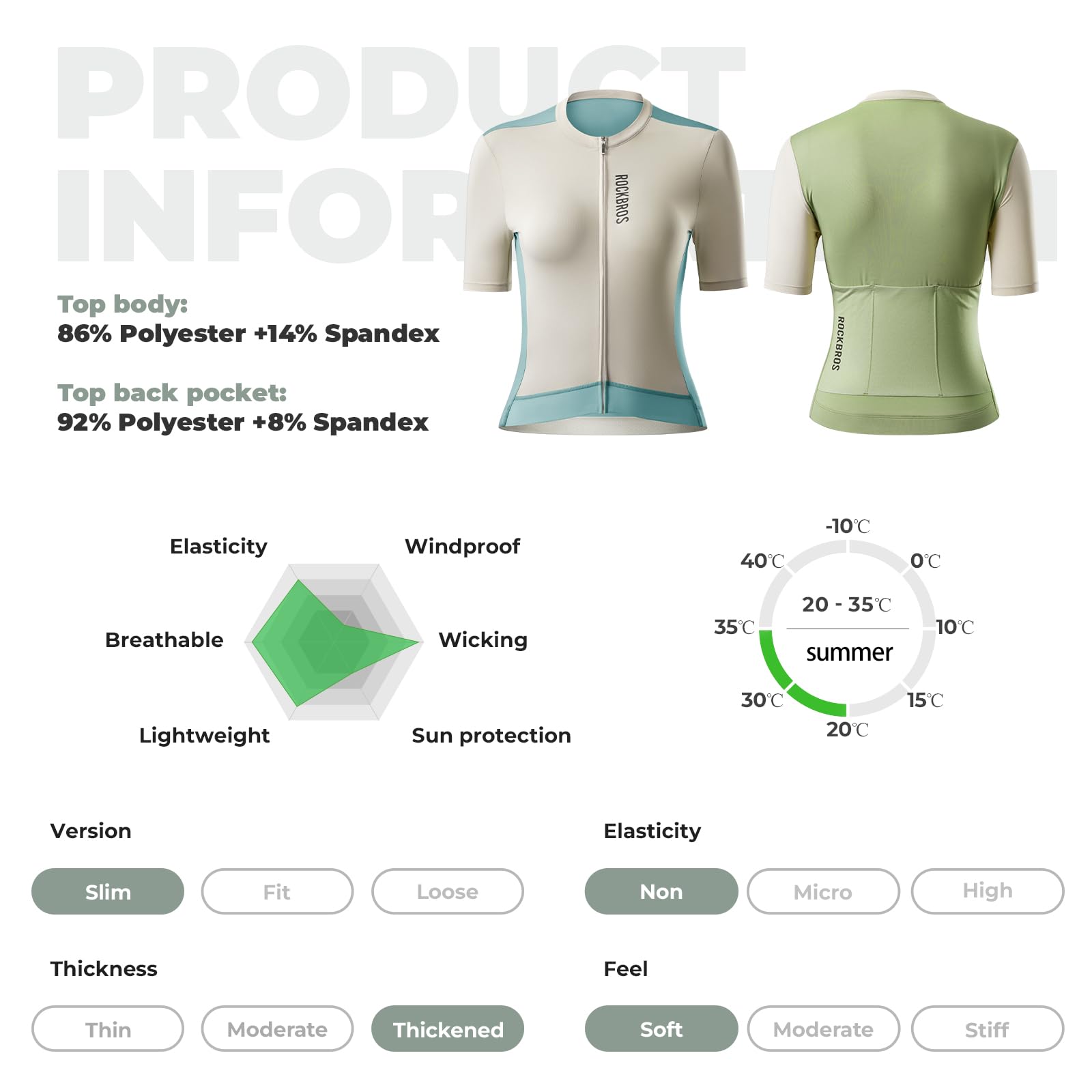 ROCKBROS Fahrradtrikot Damen Sommer Kurzarm Atmungsaktiv Radtrikot, Frauen Fahrrad Trikots mit 3 Rückentaschen, Radsport-Shirt Radfahren Rennrad Top Shirts