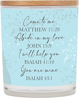 Elanze Designs Come to Me Matthew 11:28 Abide in My Love John 15:9 I Will Help You Isaiah 41:10 You are Mine Isaiah 43:1 11.5 Ounce Pure Soy Wax Jar Candle, White Tea Scent
