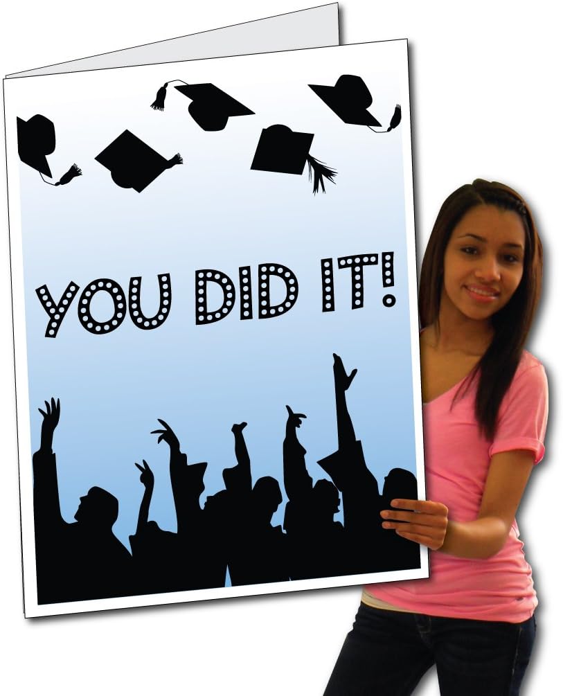 VictoryStore Jumbo Greeting Cards: Giant Graduation Card with Envelope, Cap and Tassel Toss Design, 2 feet X 3 feet