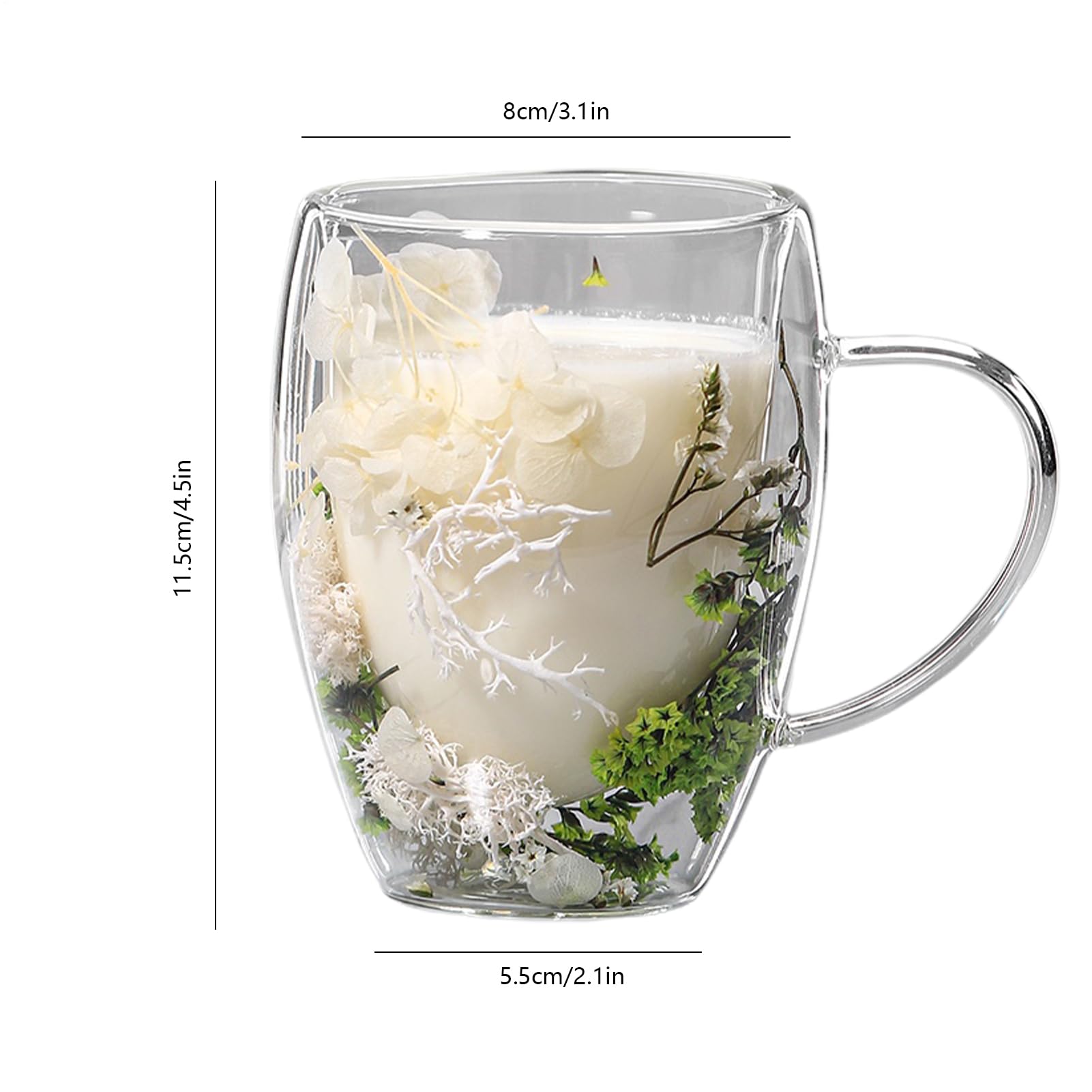 6 Stück Doppelwandige Glastasse Mit Blumen, 350ml Isolierte