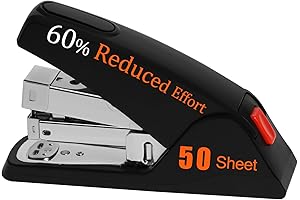 Effortless Desktop Stapler, 40-50 Sheet Capacity, One Finger Touch