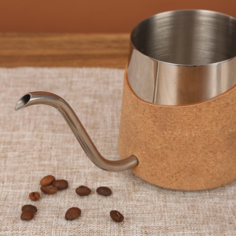 FACAIIO Ensemble de café complet comprenant un pot en acier inoxydable, une tasse, un entonnoir à filtre et un moulin en liège, pour la maison ou le bureau