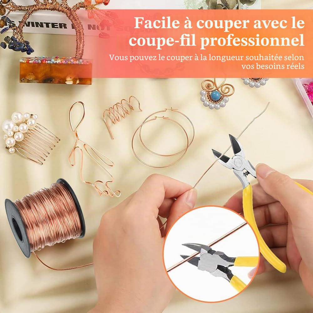 NAROSEBE Fil de cuivre 100 m pour bijoux et bricolage, 0,6 mm