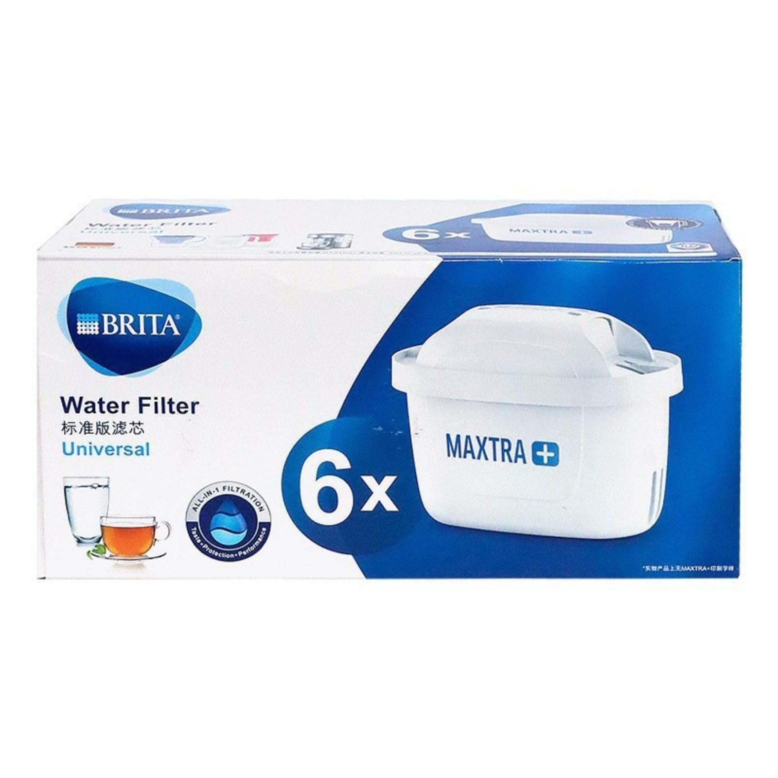 Filtro de agua potable, reduce cloro, sarro, PFAS y metales, compatible con botellas de agua con filtro, 1 caja (6 unidades)