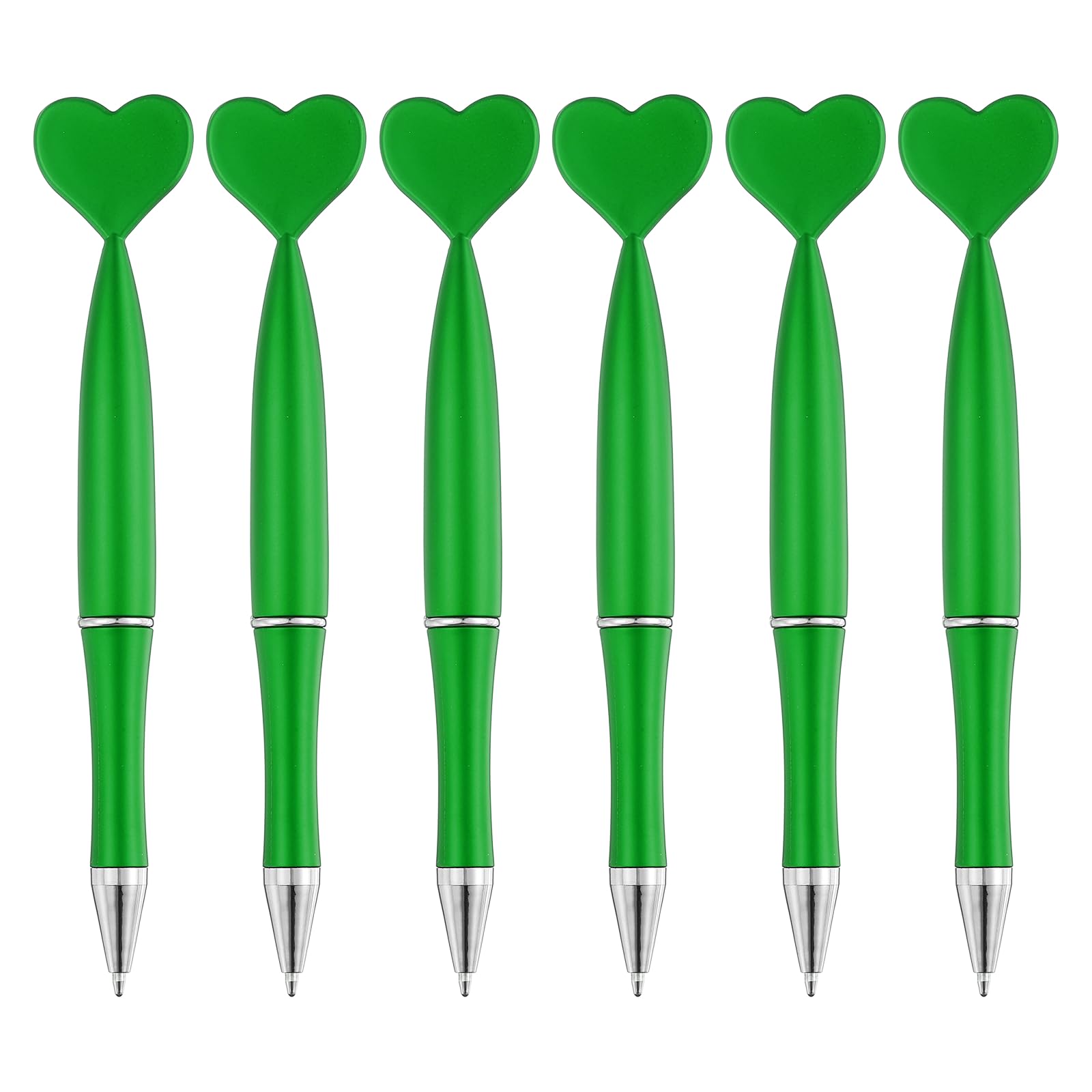 PATIKIL 6 Pcs Heart Ballpoint Pens, 1.0mm Tip Cute Twist Writing Pens Black Ink for Home Office Writing Supplies Valentine's Christmas Wedding Party Gifts, Green