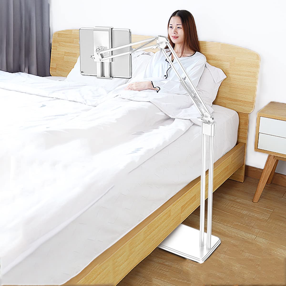 BKHsgDXJ Phone stand Tablet Stand Adjustable Bedside Flexible,Compatible with 4-11.9 inches Devices and All Phones(White)