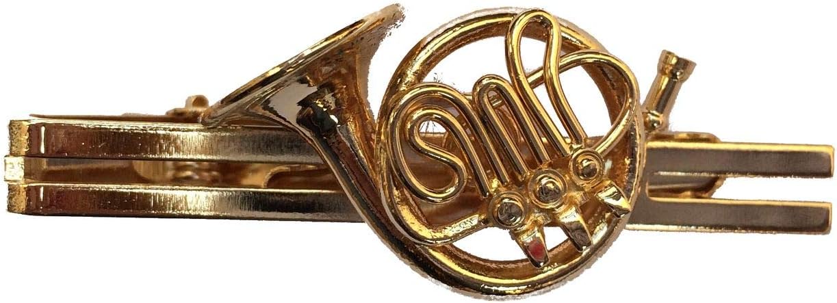Miniblings French Horn Tie Clip + Box Gold Plated Brass Music Orchestra Tiepin